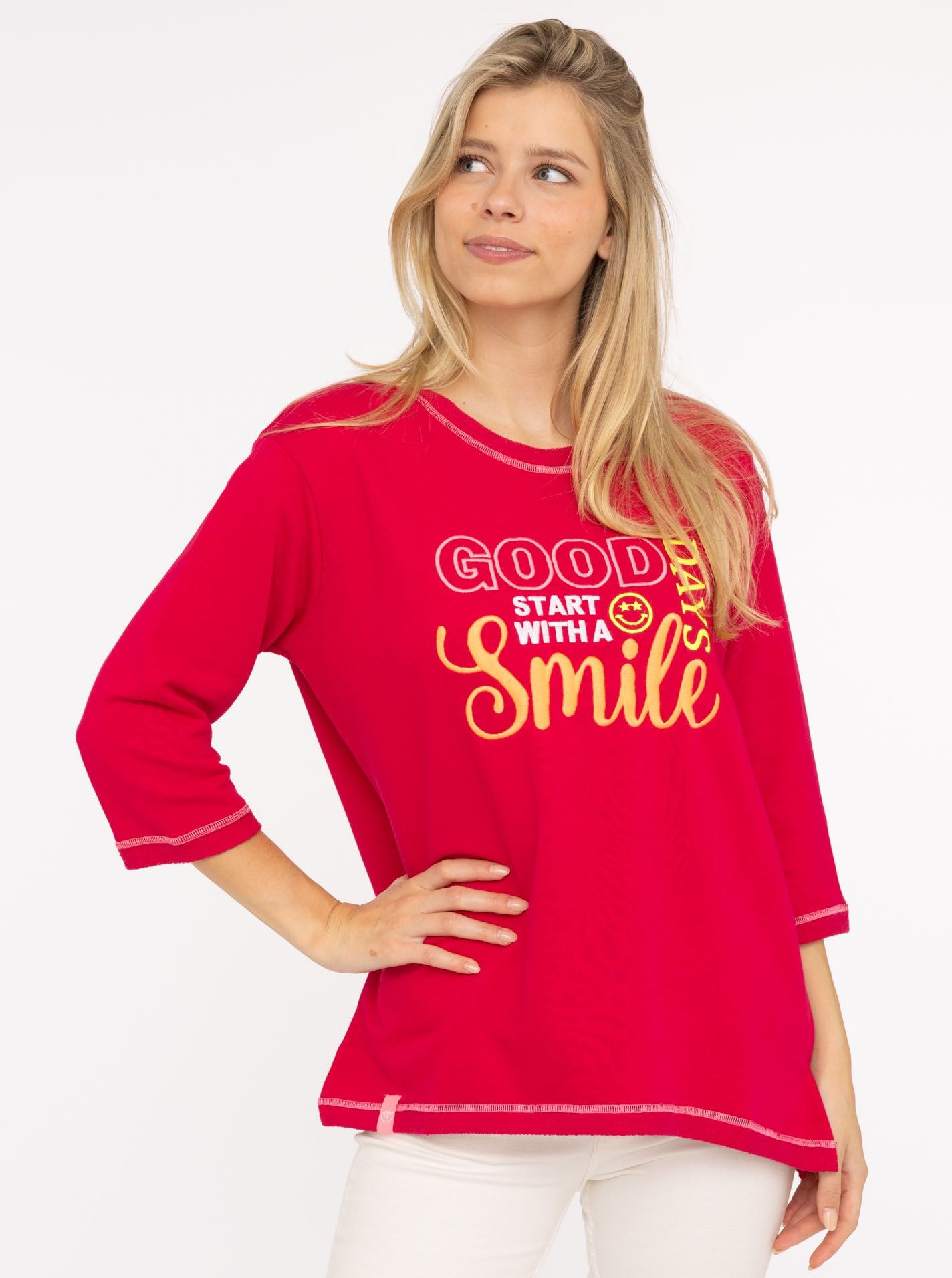 Zwillingsherz Langarmshirt ""Good Days"", mit auffälliger, gestickter Neon günstig online kaufen