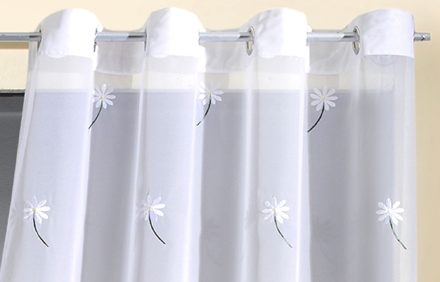 Thumbnail - Weckbrodt Vorhang "Daisy", (1 St.), Voile, halbtransparent, bestickt, Floral, geblümt, Gardine, Store