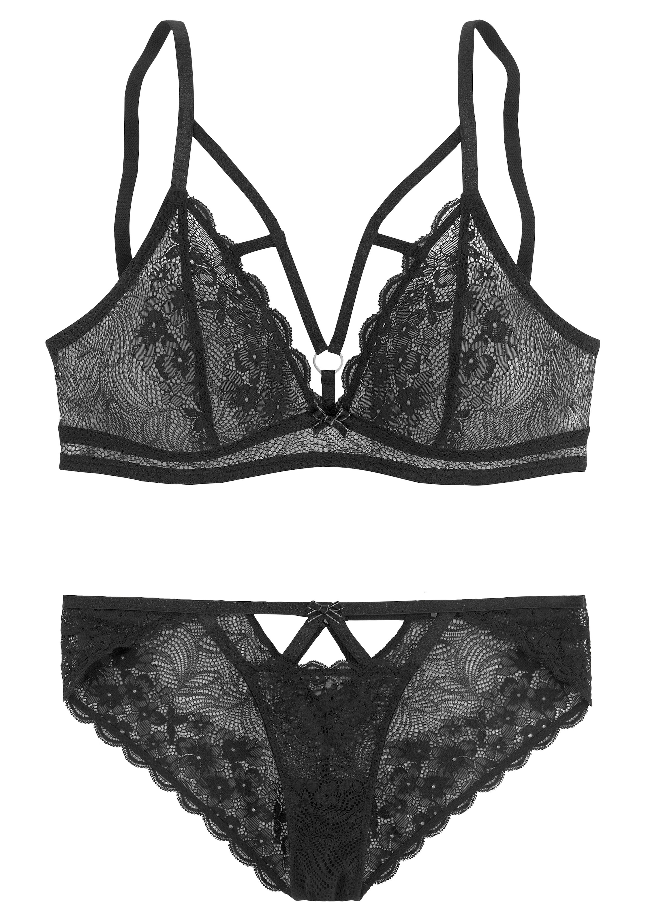 petite fleur gold tlg., floraler, Tanga), Bralette-BH, leicht transparenter kaufen mit BAUR aus sexy Dessous 2 Spitze, (Set, | online Set