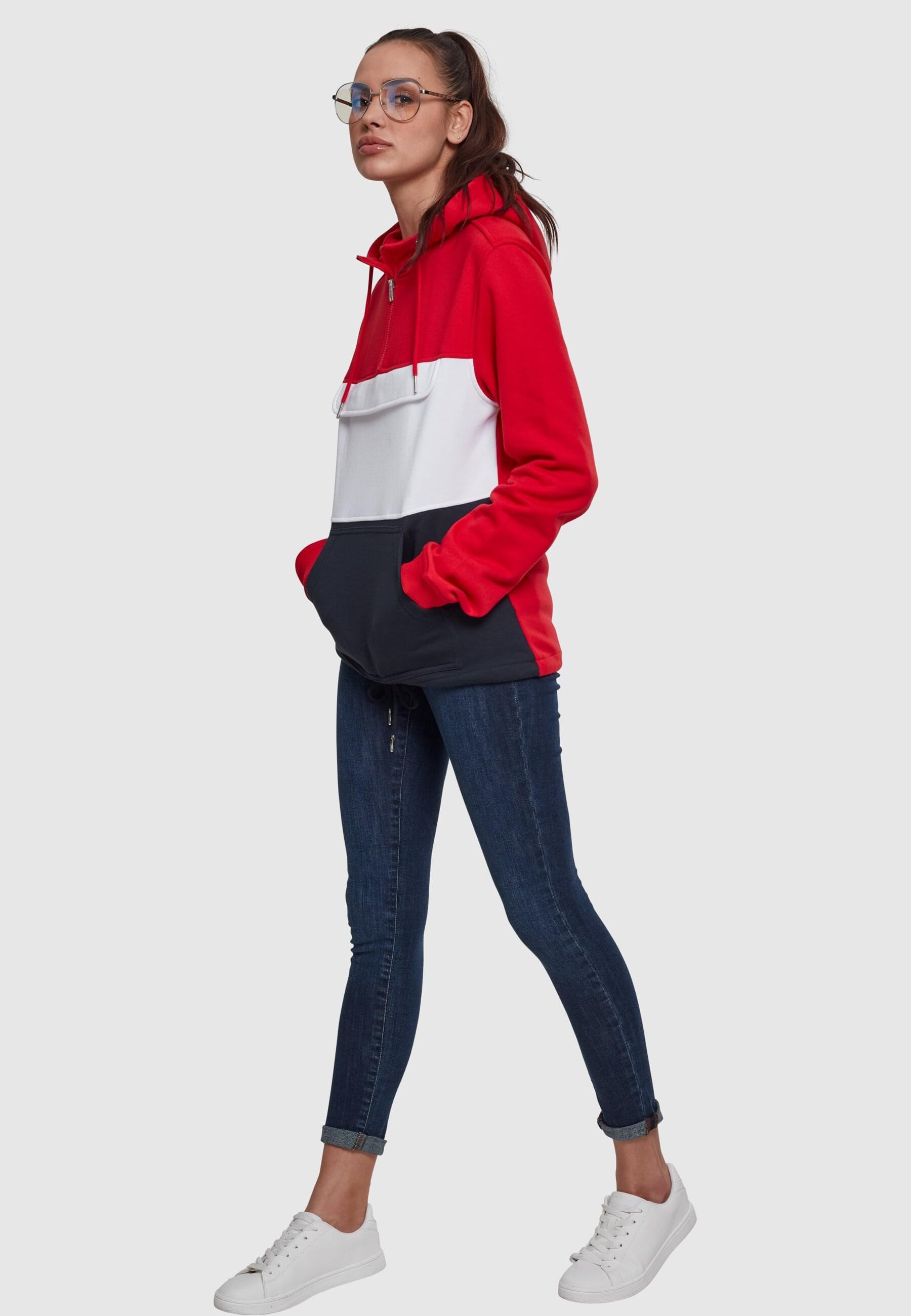 URBAN CLASSICS Rundhalspullover »Urban Classics Damen Ladies Color Block Sweat Pull Over Hoody«, (1 tlg.)