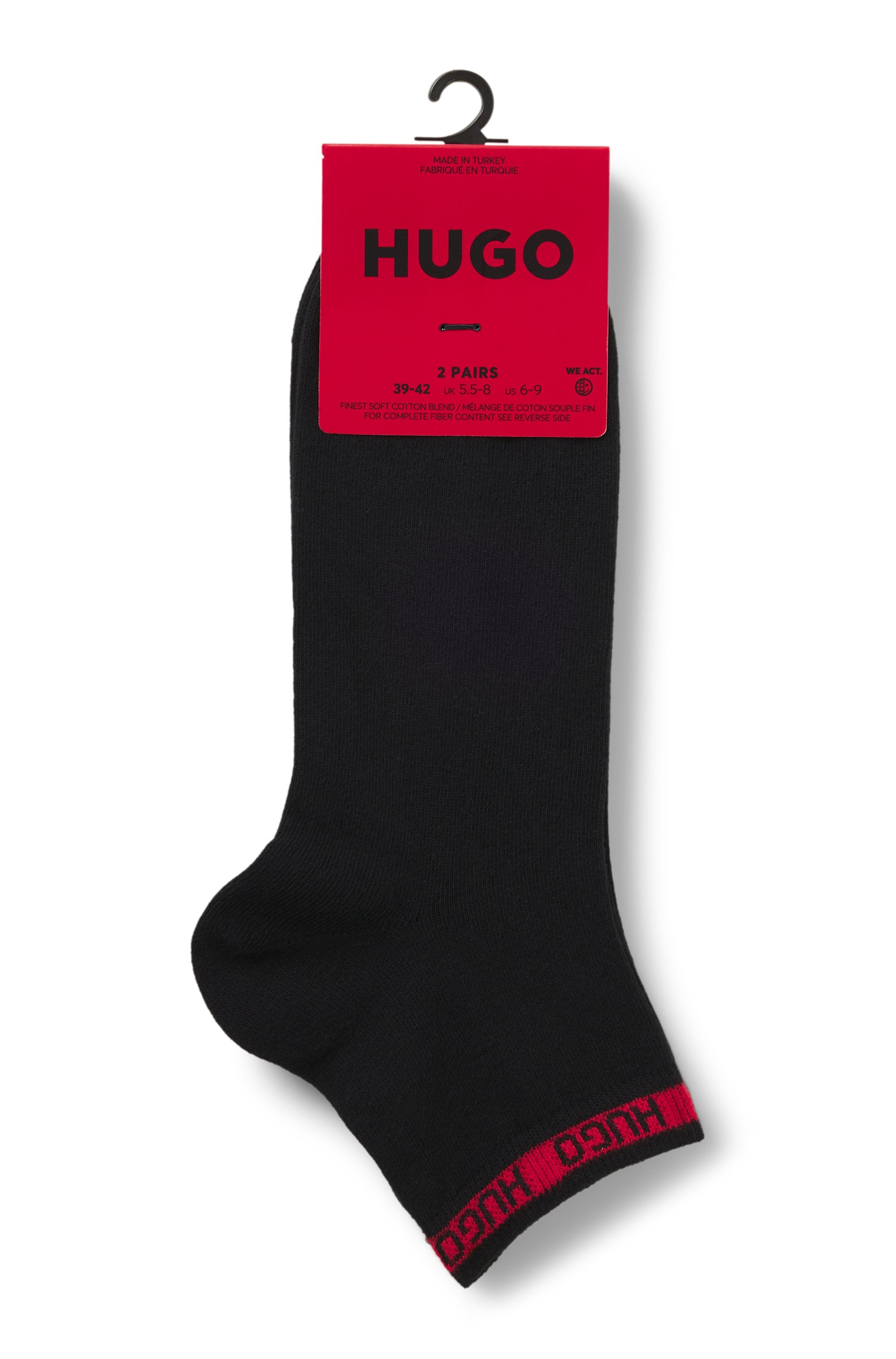 HUGO Underwear Freizeitsocken »2P SH TAPE CC 102«, (Packung, 2er-Pack), mit HUGO-Logoschriftzügen