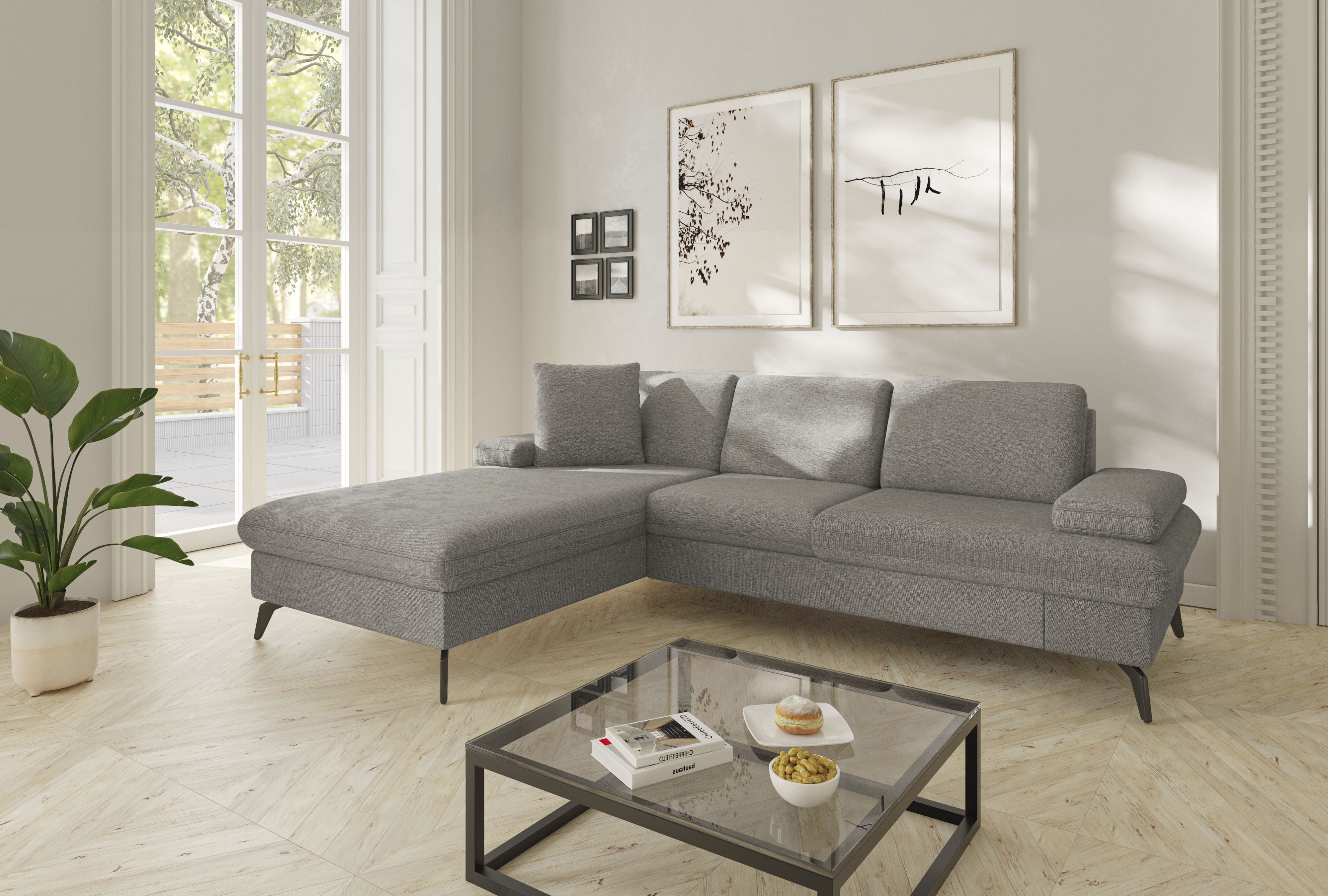 sit&more Ecksofa "Morris Jubi L-Form, B: 247 cm" mit Armteilfunktion & 1 Zierkissen, optional Schlaffunktion