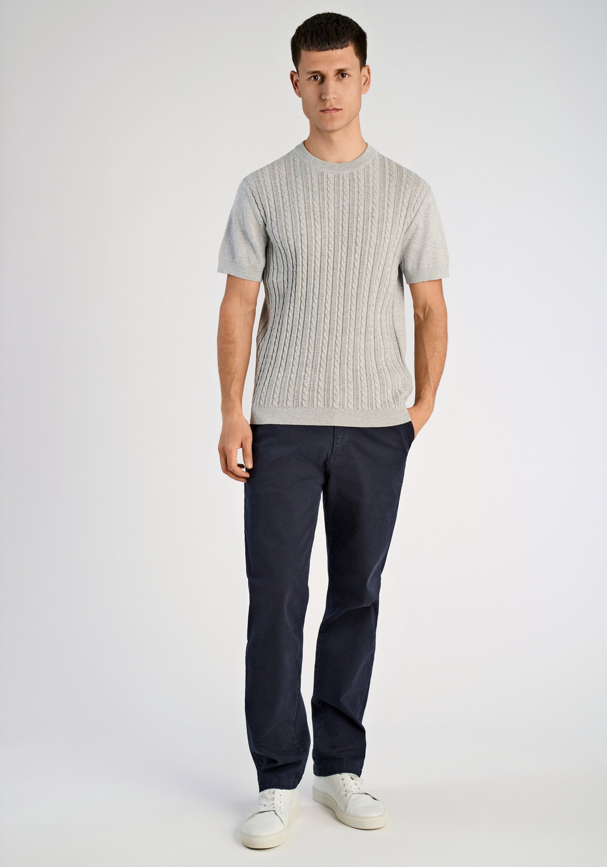 T-Shirt LINDBERGH "T-Shirt Relaxed Fit", Herren, Gr. XL, grau mel, Obermaterial: 100% Baumwolle, lässig geschnitten, Rundhals, Shirts T-Shirt 3