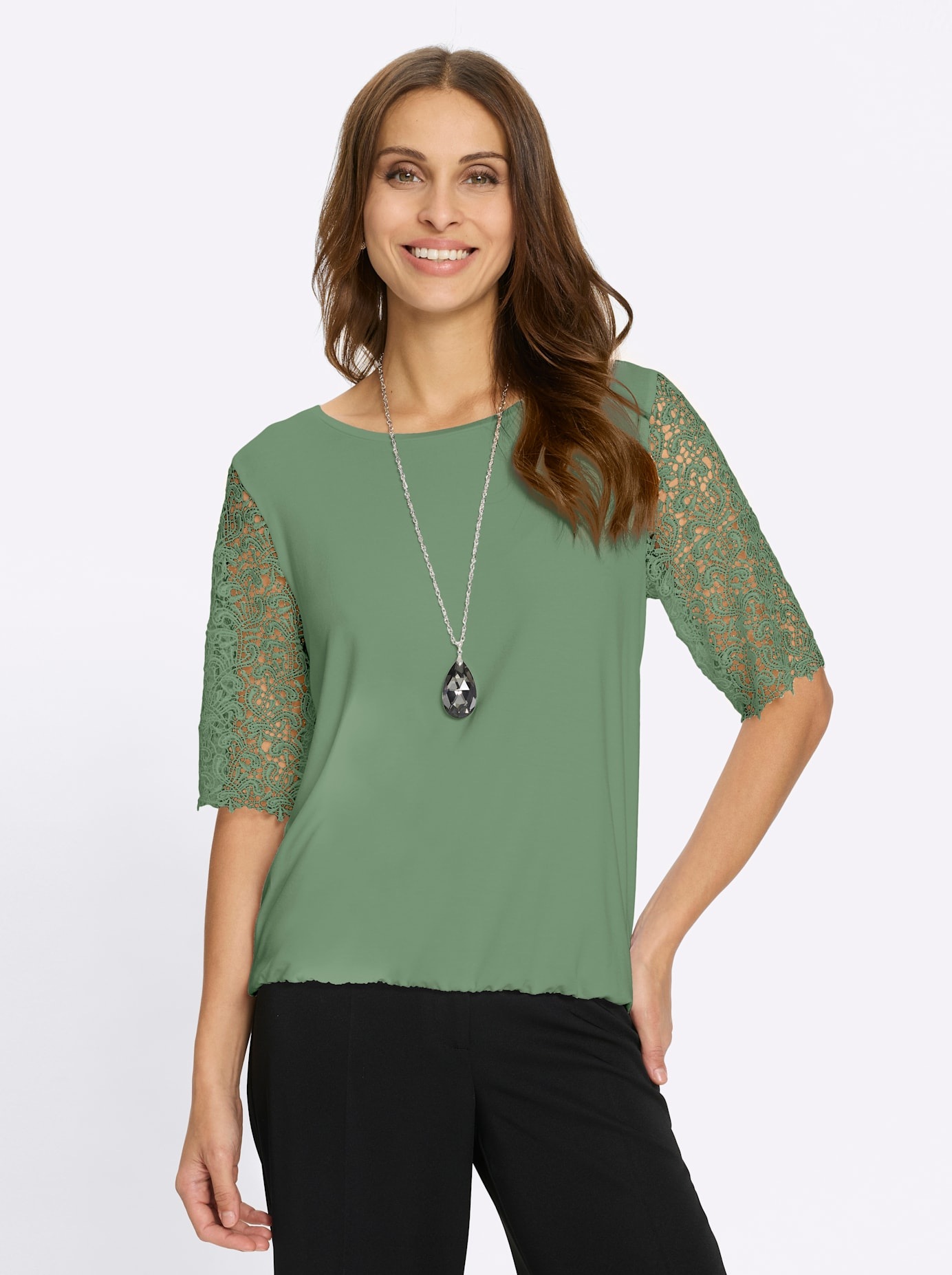 Lady Rundhalsshirt »Spitzen-Shirt« 1 tlg.