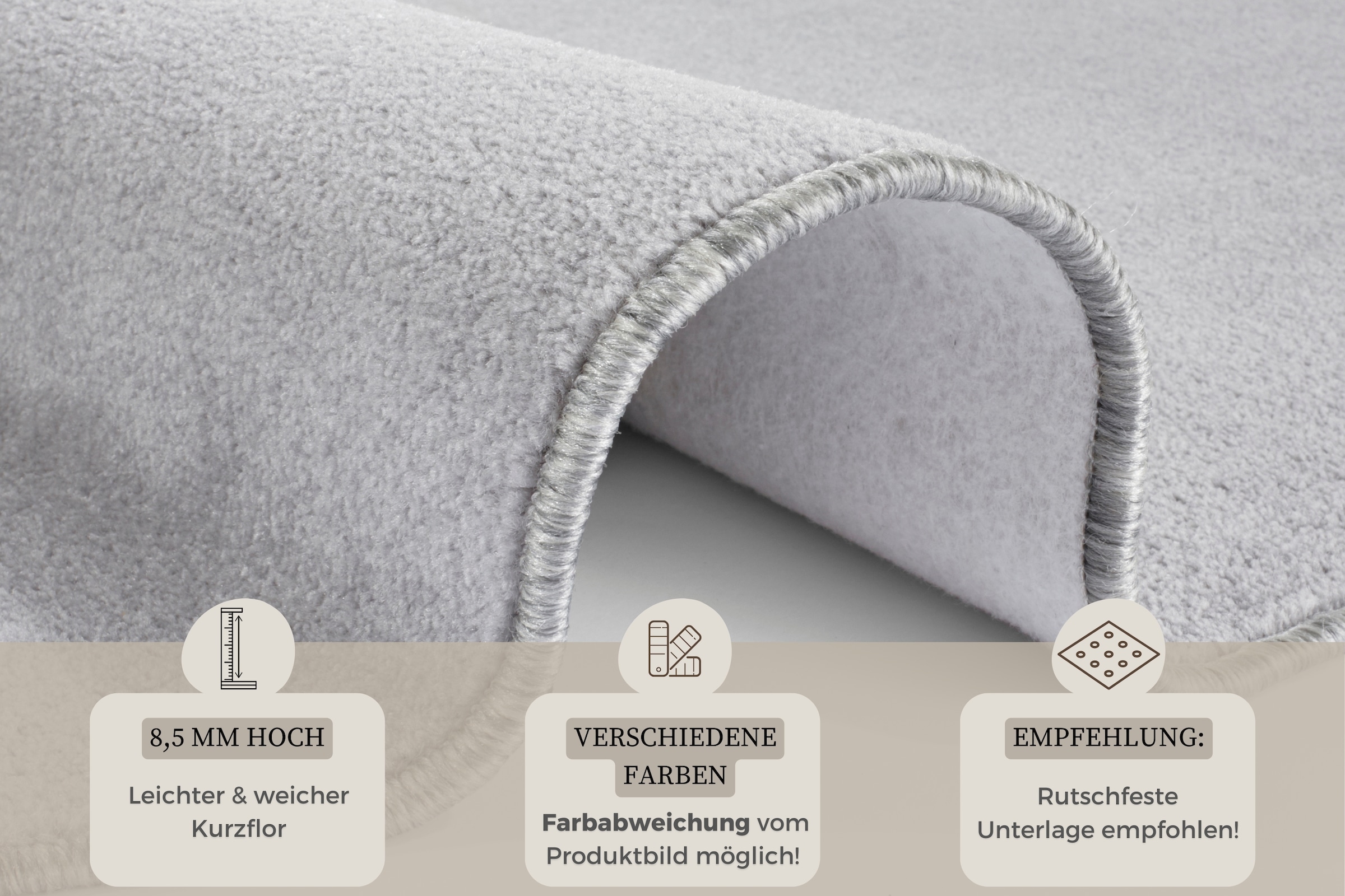 HANSE Home Teppich »Shashi«, rund, 8,5 mm Höhe, Kurzflor, Unifarben, Teppich, Weich, Esszimmer, Kinderzimmer, Flur