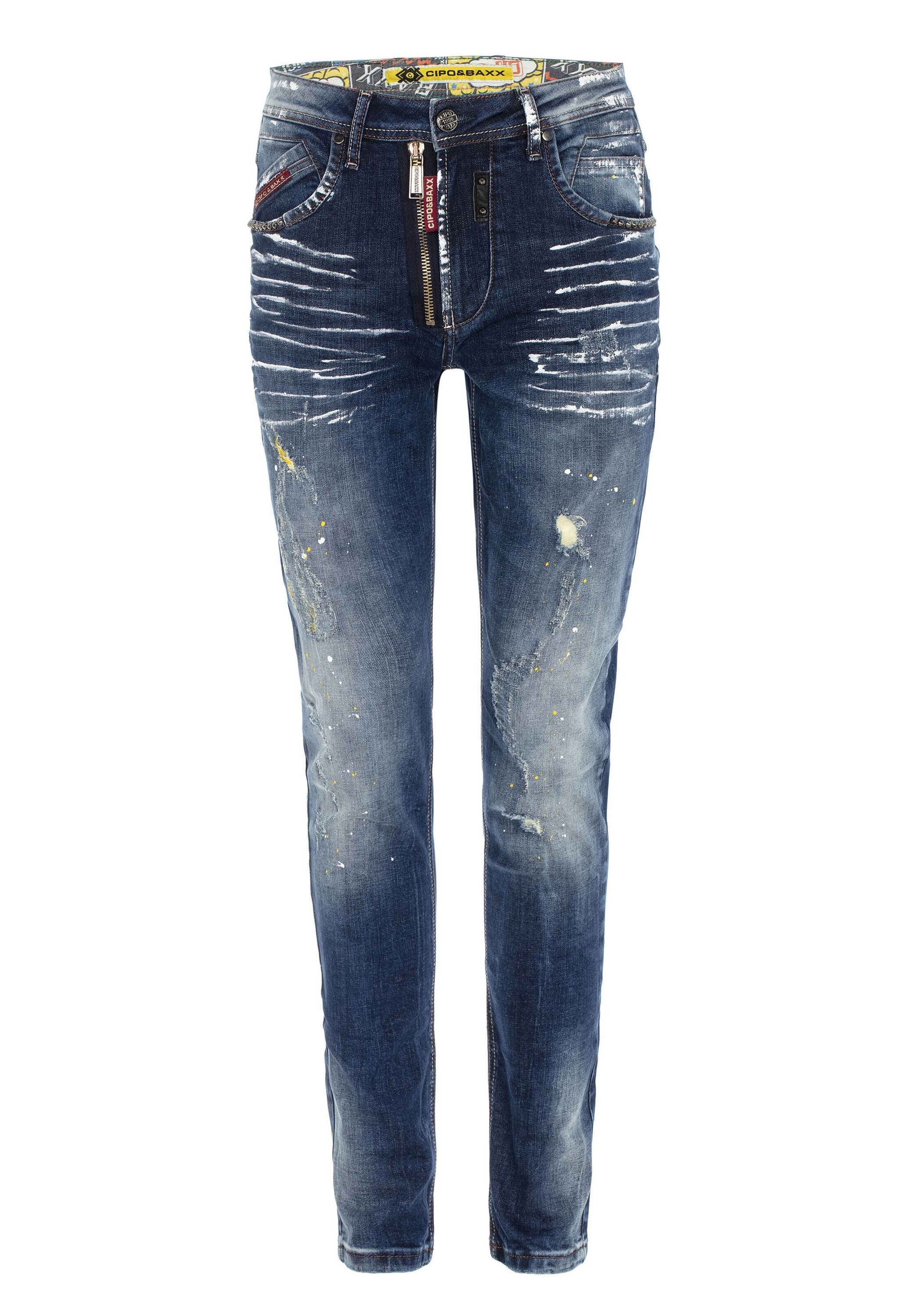 Cipo & Baxx 5-Pocket-Jeans "Cipo & Baxx Jeans" mit trendigen Used-Elementen, CD658