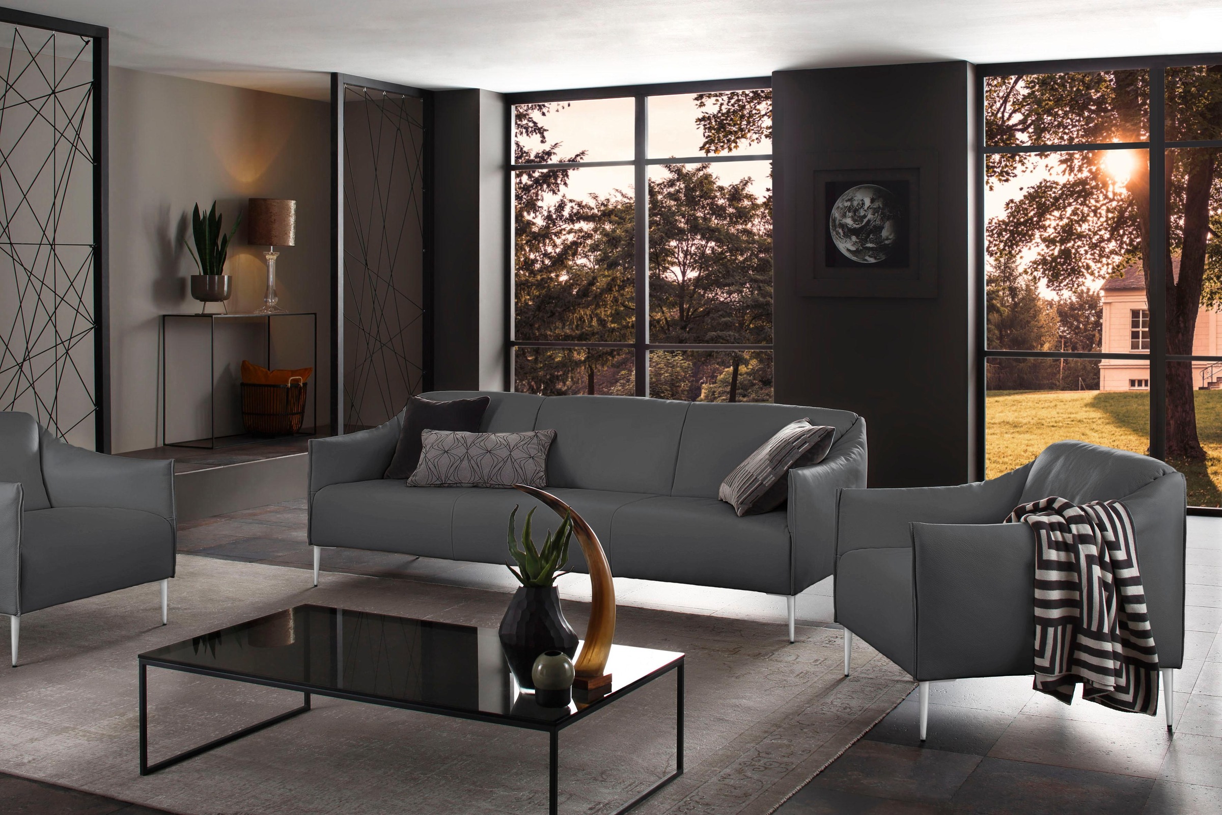 W.SCHILLIG 3-Sitzer »sally«, mit Metallfüßen in Chrom glänzend, Breite 224 cm