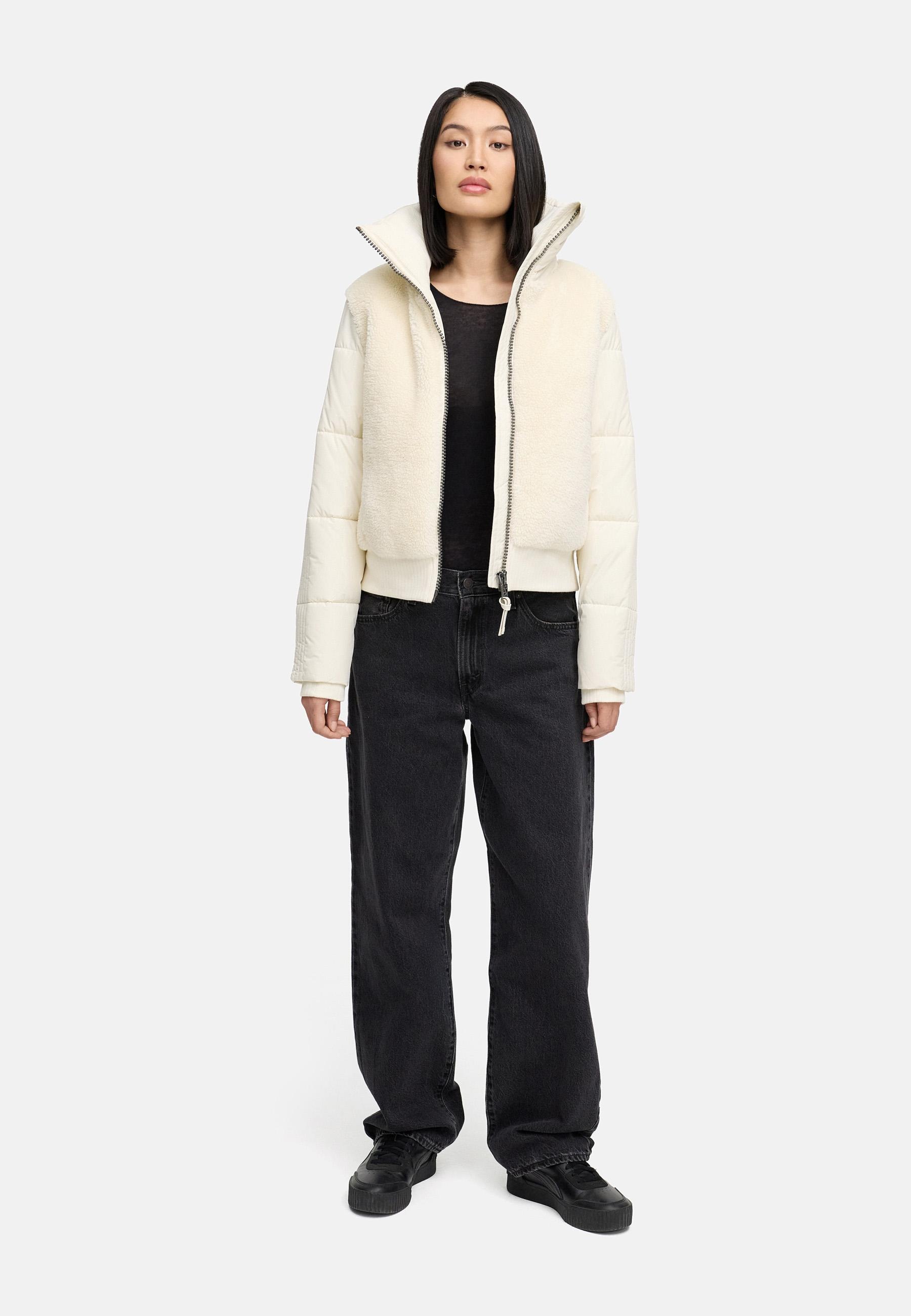 Navahoo Plüschjacke »Teddyzone 14«, ohne Kapuze, Teddy-Fleece Jacke mit hohem Kragen