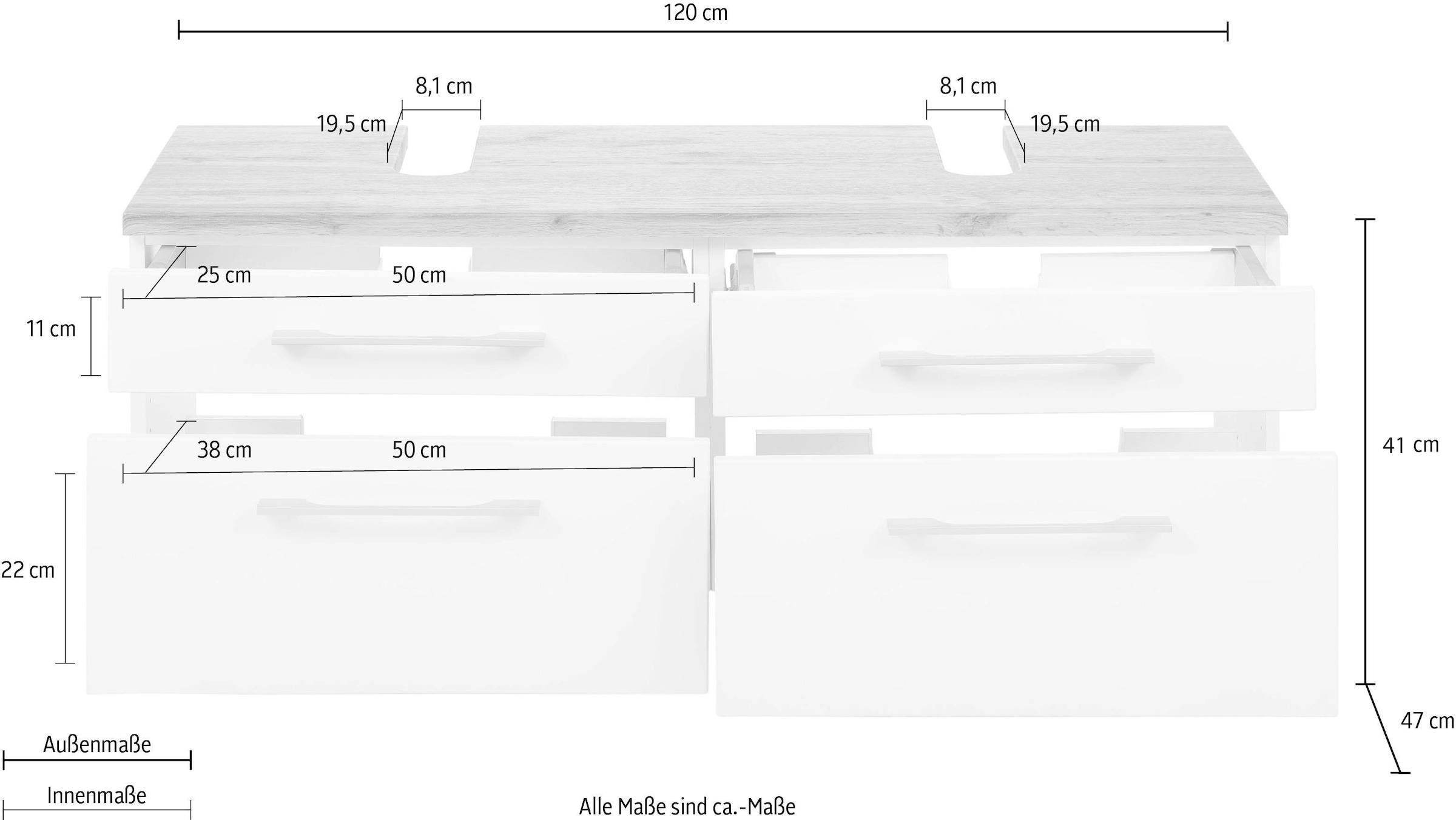 HELD MÖBEL Waschbeckenunterschrank »Davos«, Breite 120 cm
