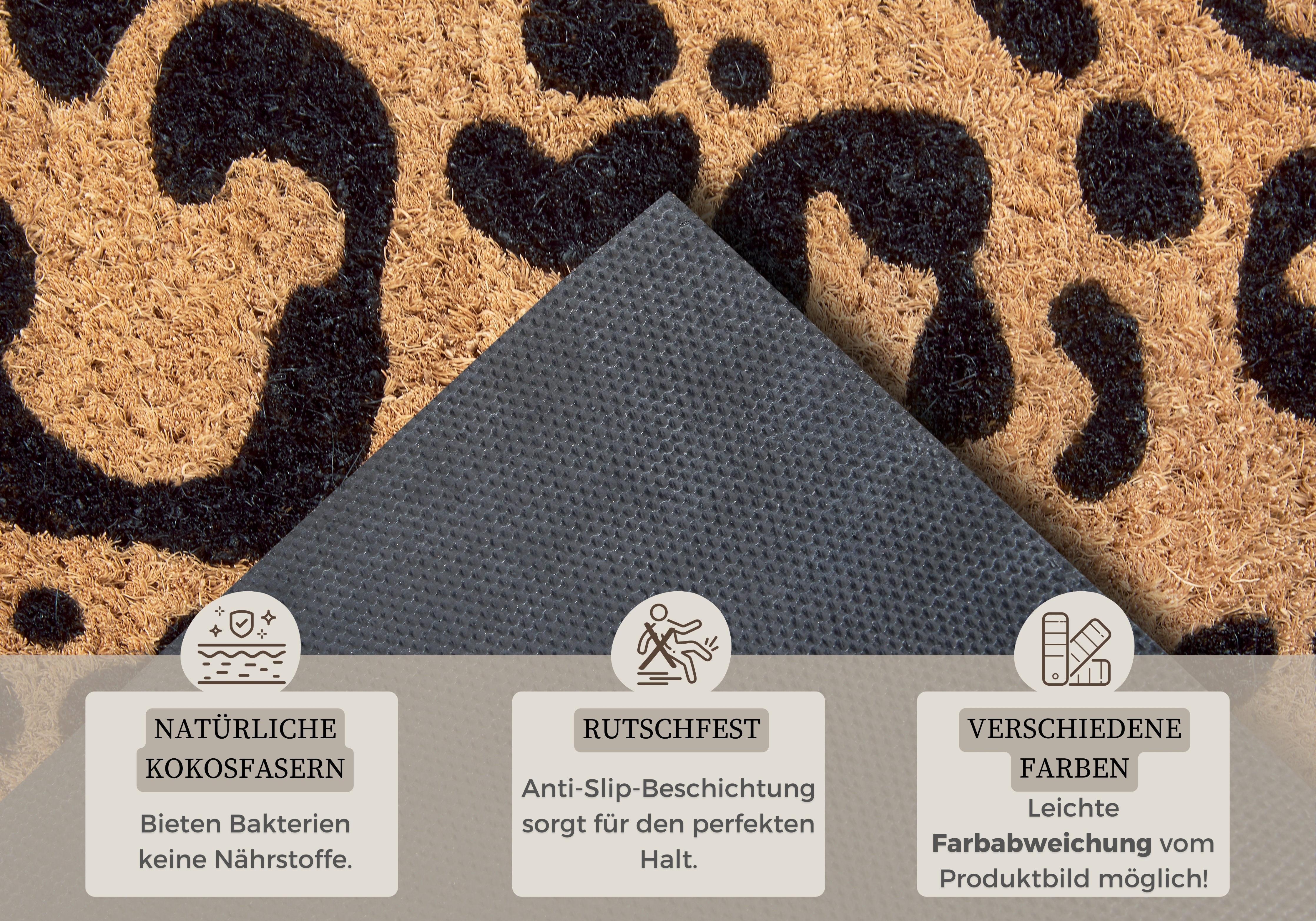 Thumbnail - HANSE Home Fußmatte "Mix Mats Kokos Leopard Look, Türmatte", rechteckig, 15 mm Höhe, Kokos, Schmutzfangmatte, Outdoor, R...
