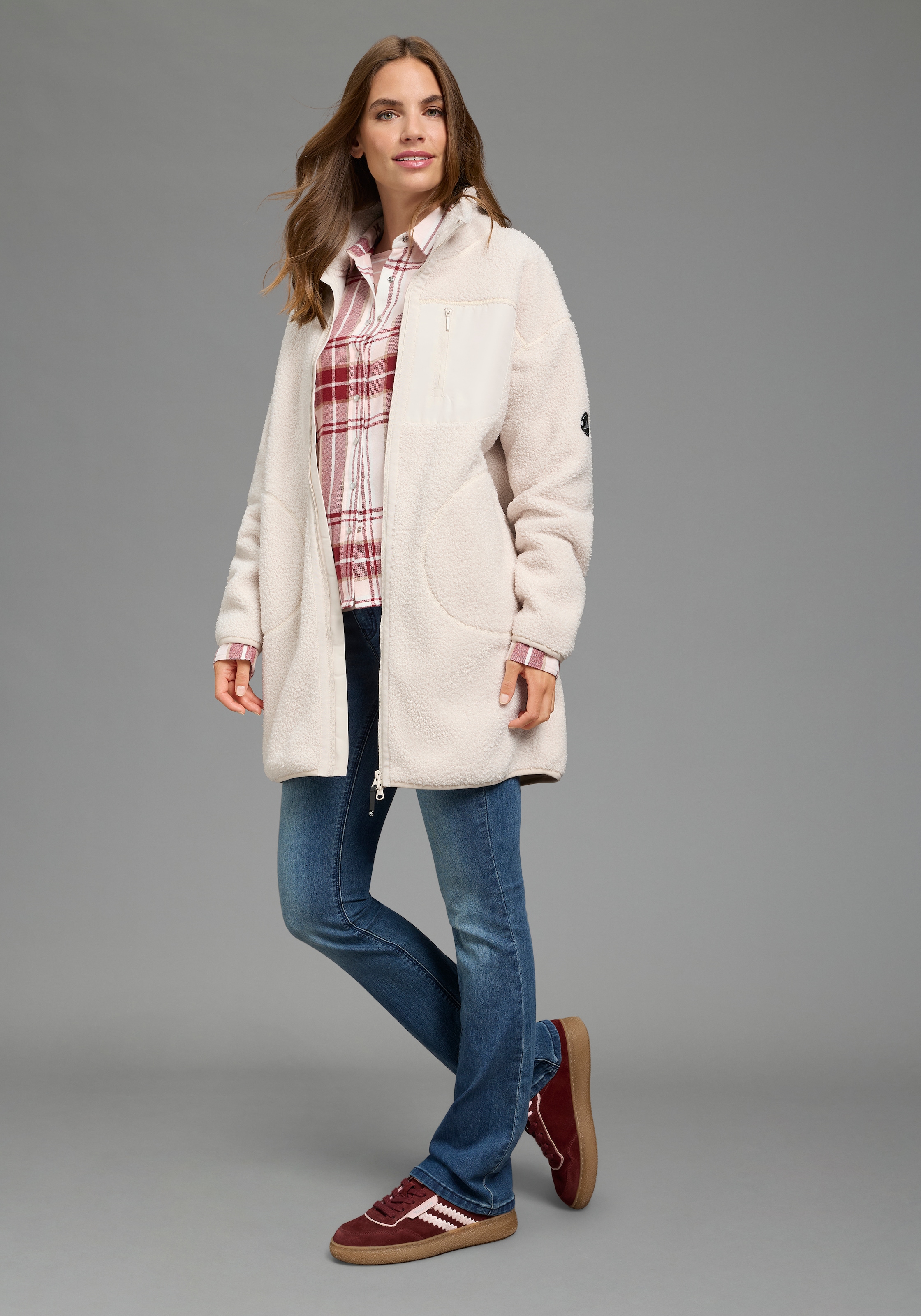 Polarino Fleecejacke Teddy Fleece Jacke, Oversize