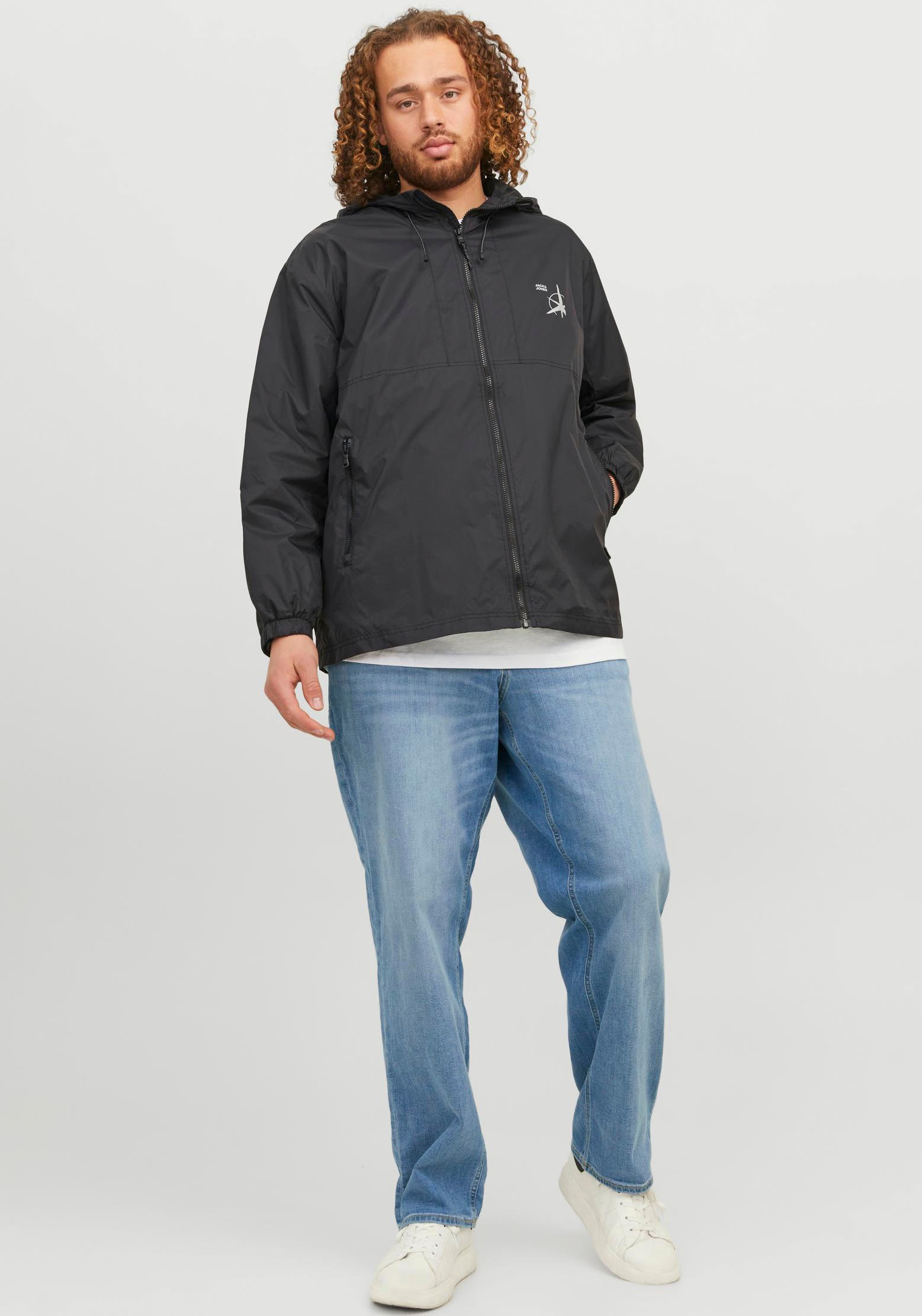 Tapered-fit-Jeans "MIKE ORIGINAL", Herren, Gr. 40, Länge 32, blau (blau denim), Denim/Jeans, Obermaterial: 85% Baumwolle, 13% Polyester, 2% Elasthan, JACK & JONES PLUSSIZE, Abriebeffekte, bequem, Jeans, Bis Weite 48 3
