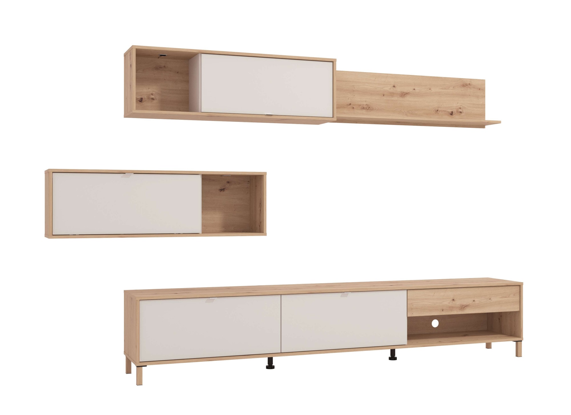 Home affaire Wohnwand "Norwich Anbauwand, Wohnkombination, Wohnzimmer-Set" 4 Stk. tlg.