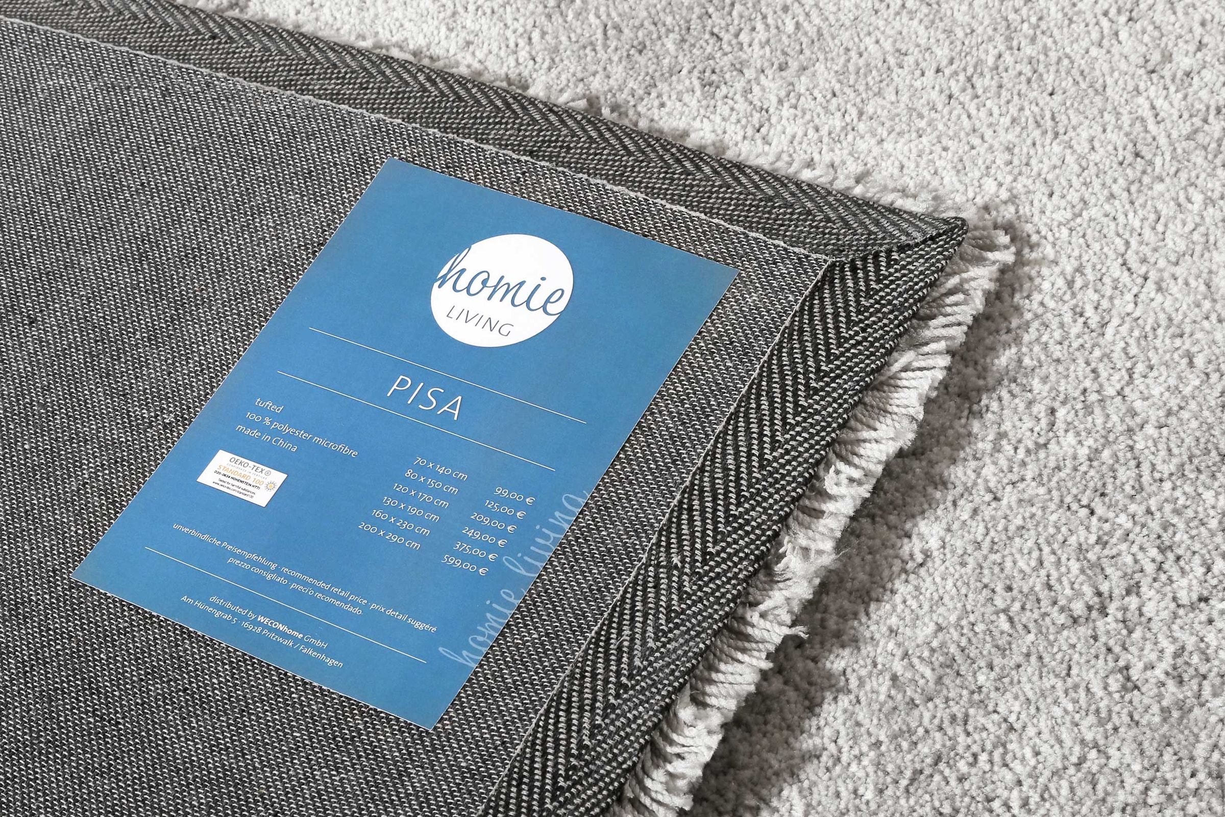 Homie Living Teppich »Pisa«, rund, 25 mm Höhe, Hochflor, Microfaser, uni, weich, Shaggy, Wohnzimmer, Schlafzimmer