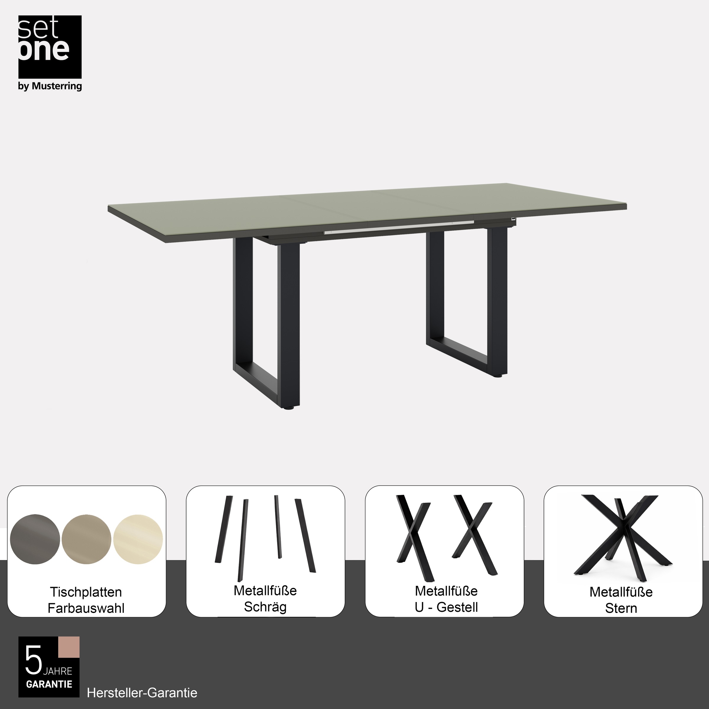 set one by Musterring Esstisch »Reno« 1 Stk. tlg. Mit Vierkantfuß, wählbaren Gestellen und Plattenfarben