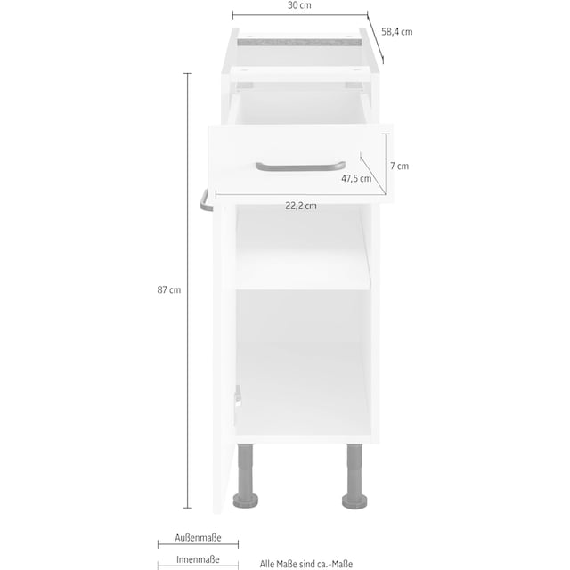 OPTIFIT Unterschrank »Elga«, mit Soft-Close-Funktion, höhenverstellbaren  Füße, Breite 30 cm | BAUR