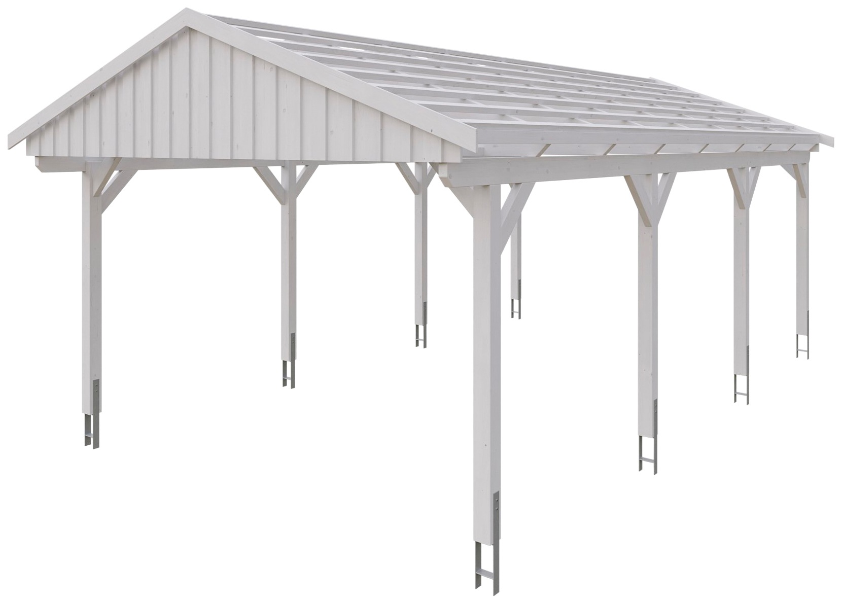 Skanholz Einzelcarport »Fichtelberg«, Leimholz-Nordisches Fichtenholz, weiß, mit Dachlattung