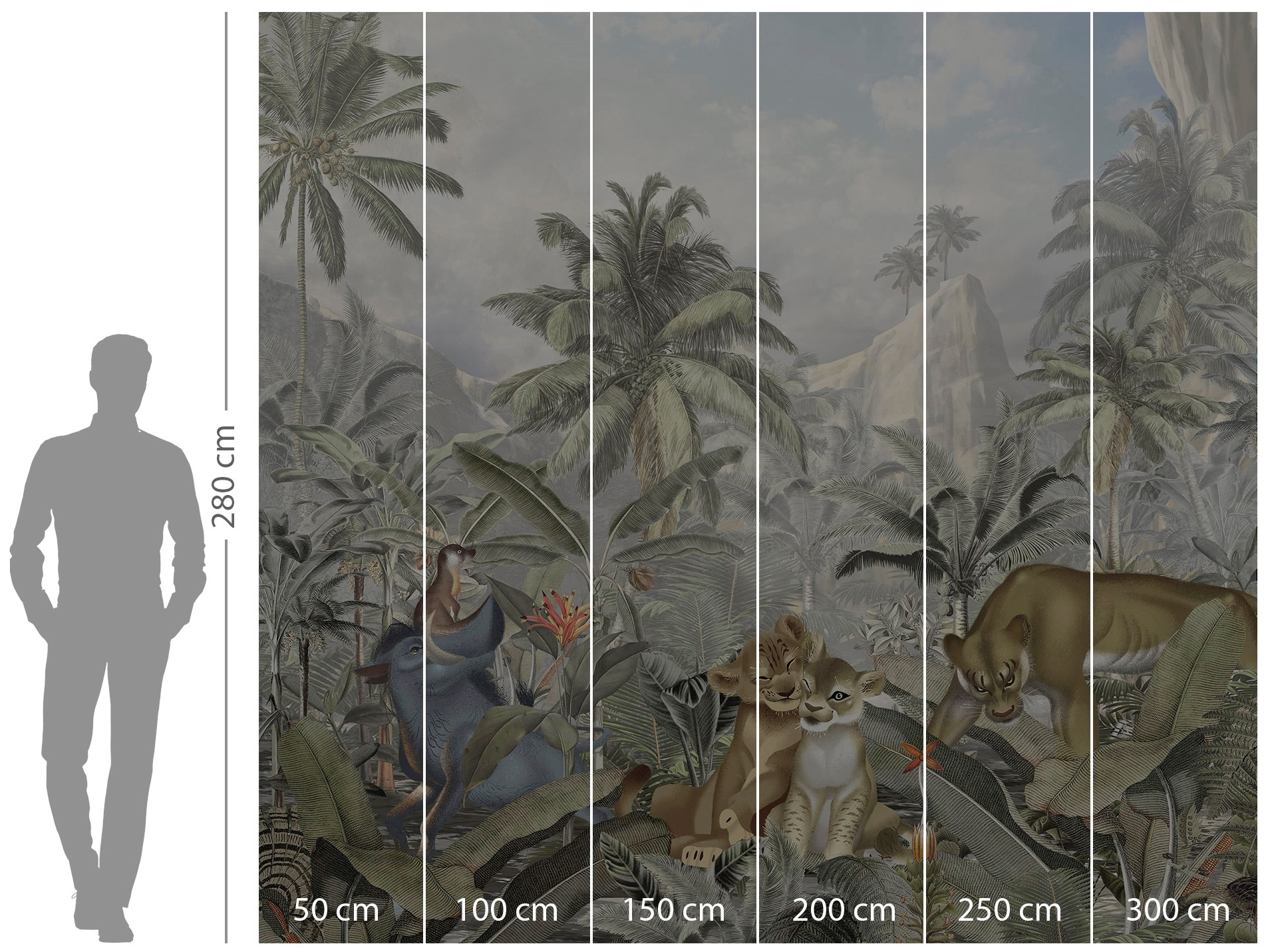 Komar Vliestapete »Digitaldruck Vlies - Lion King Hills - Größe 300 x 280 cm«, bedruckt, Kinderzimmer