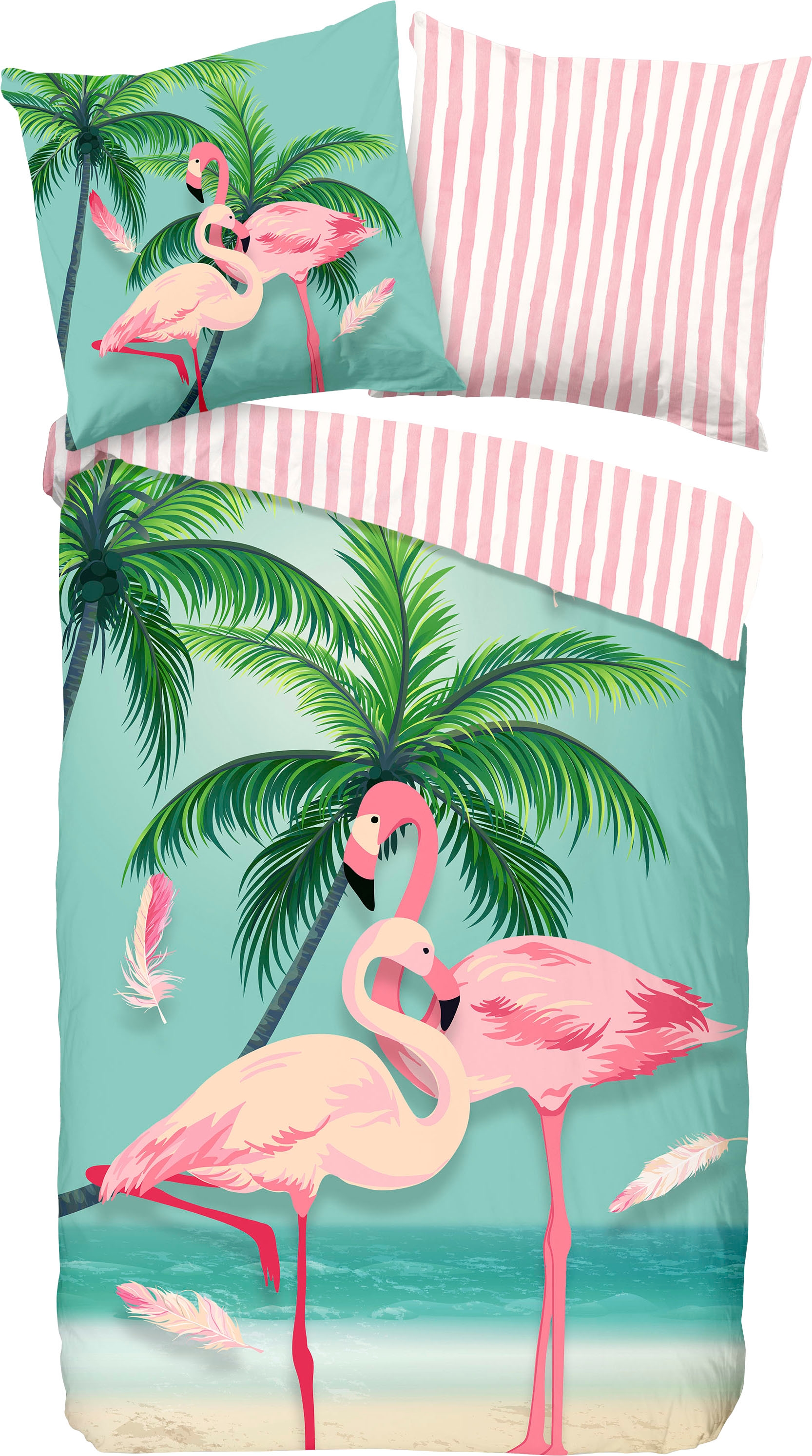 good morning Kinderbettwäsche »Bonaire«, (2 tlg.), mit Flamingos