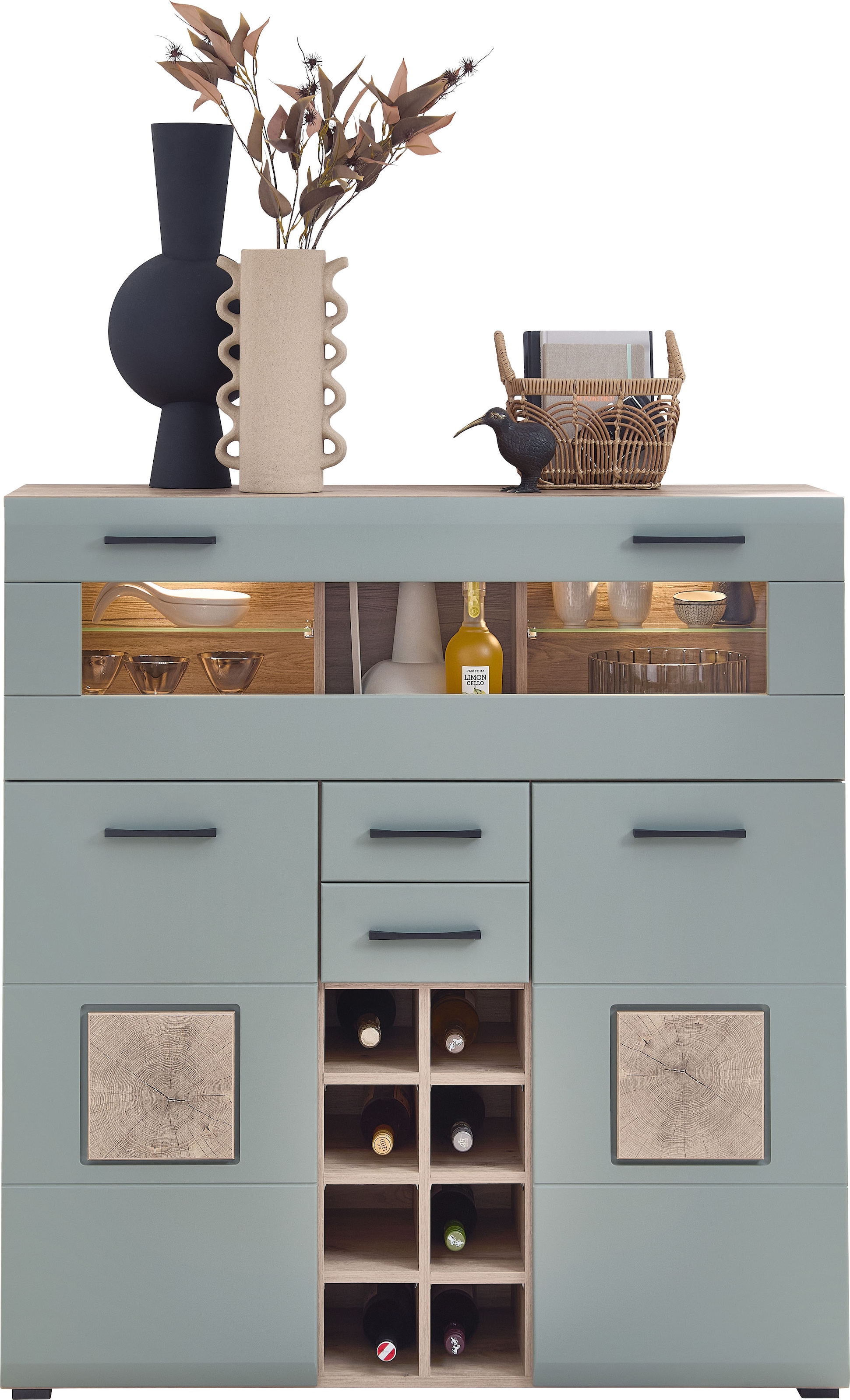 Innostyle Barschrank »FUN PLUS II«, 2 Holztüren, 19 Fächer, 1 Klappe, Softclose, ABS Kantenschutz