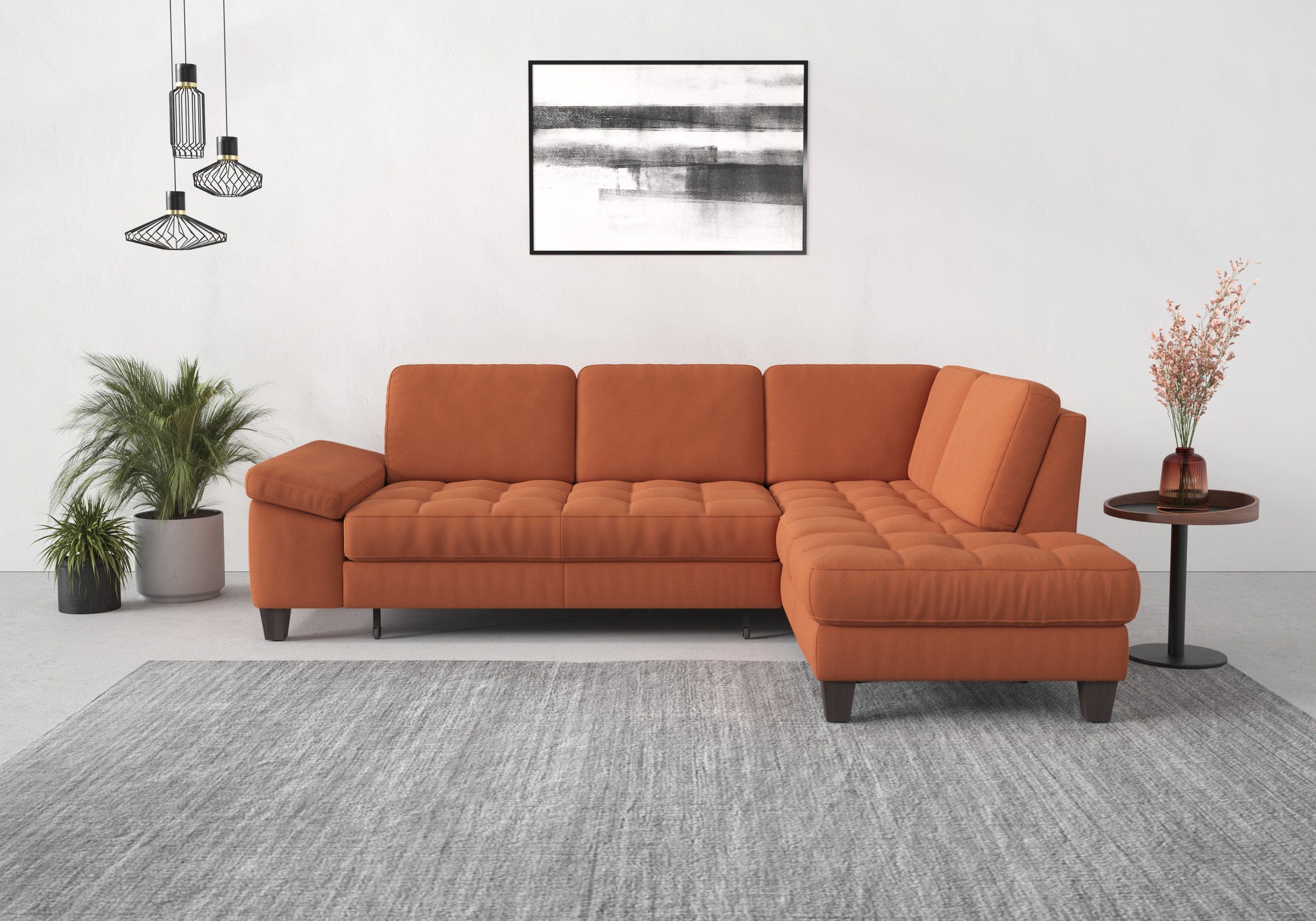 Ecksofa SIT & MORE "Westham L-Form", orange (terra), B:261cm H:88cm T:179cm, 90% Polyester 10%Polyamid, Sofas, Ecksofa, mit Ottomane, mit oder ohne Bettfunktion, Bettkasten, Verstellung 10