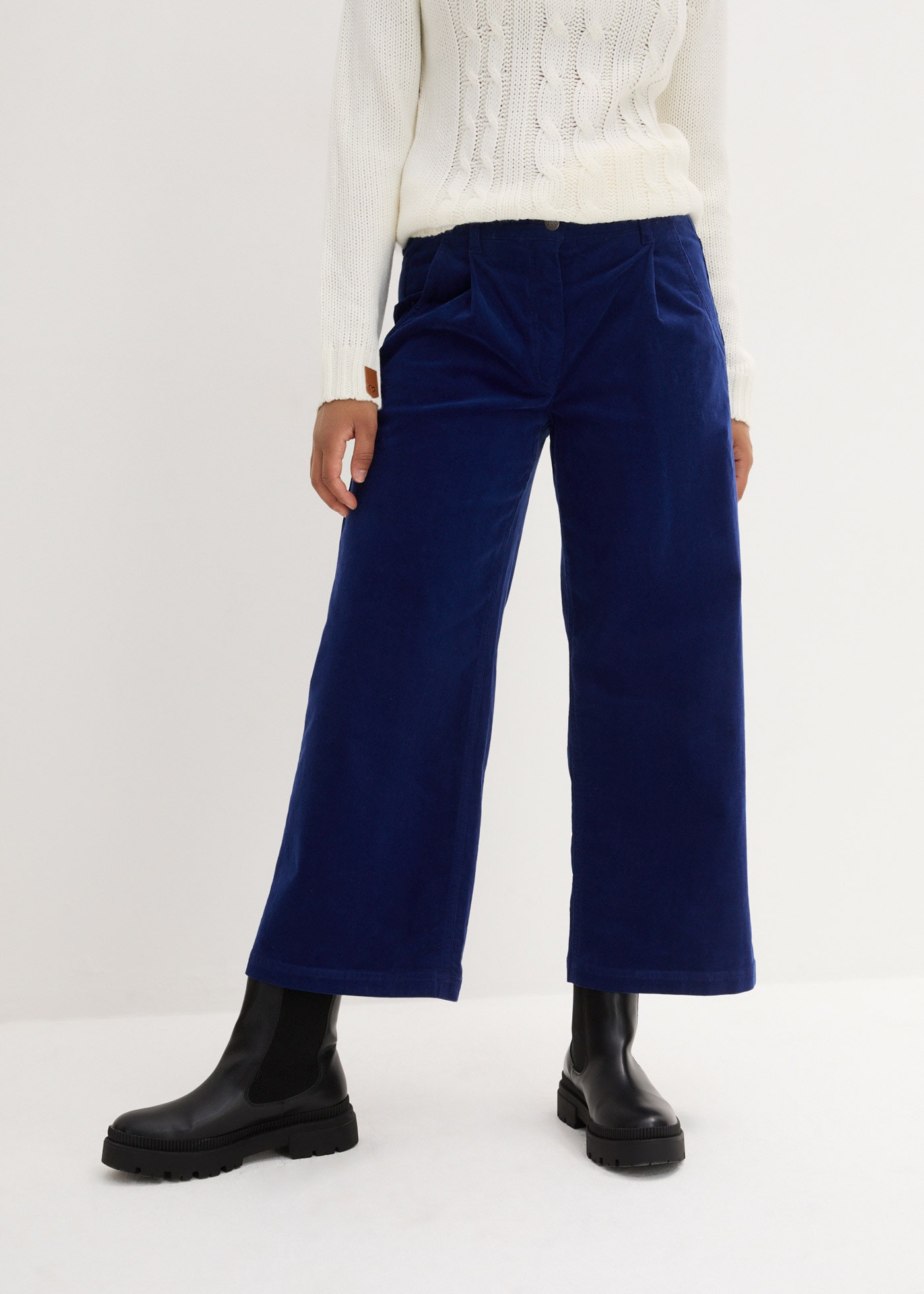 bonprix Cordhose "Weite Stretchcord-Culotte mit High-Waist-Bequembund, 7/8- günstig online kaufen