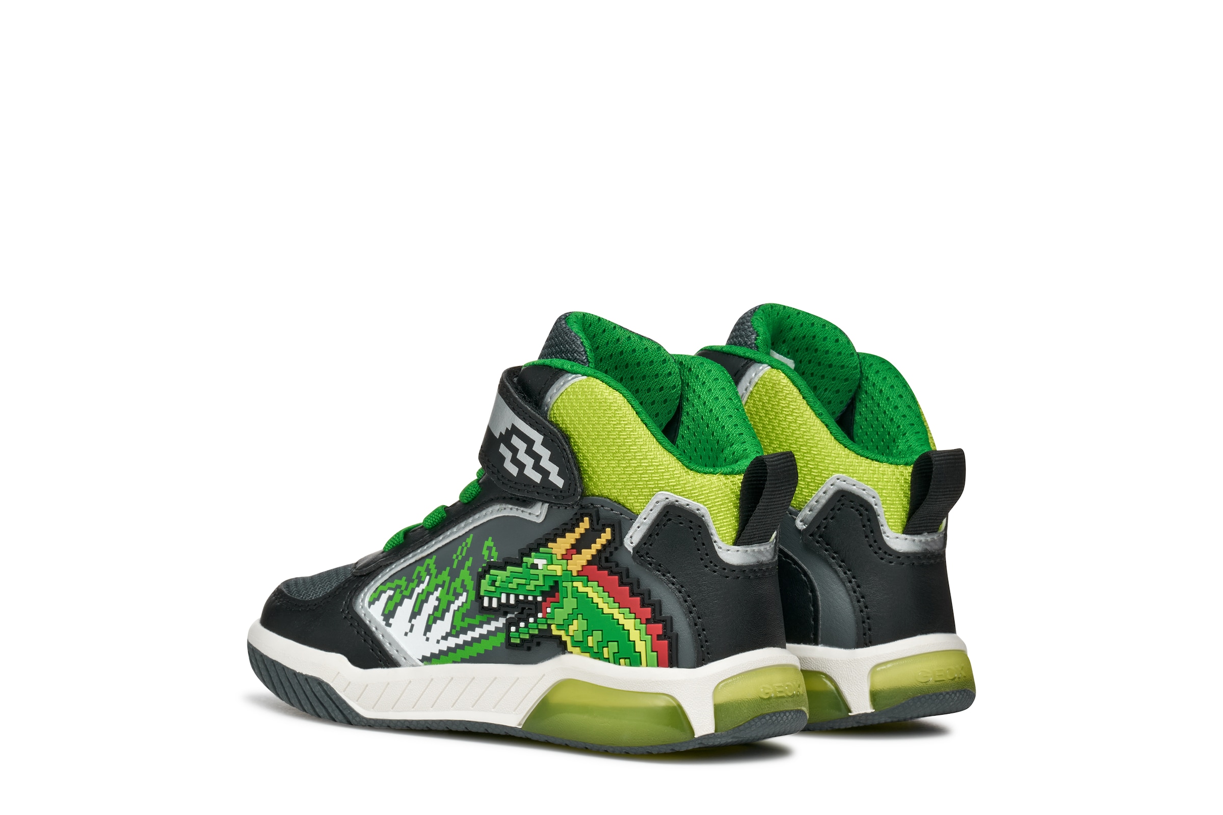 Geox Sneaker »J INEK BOY_Blinkschuh«, Schnürboots mit cooler Blinkfunktion, Größenschablone zum Download