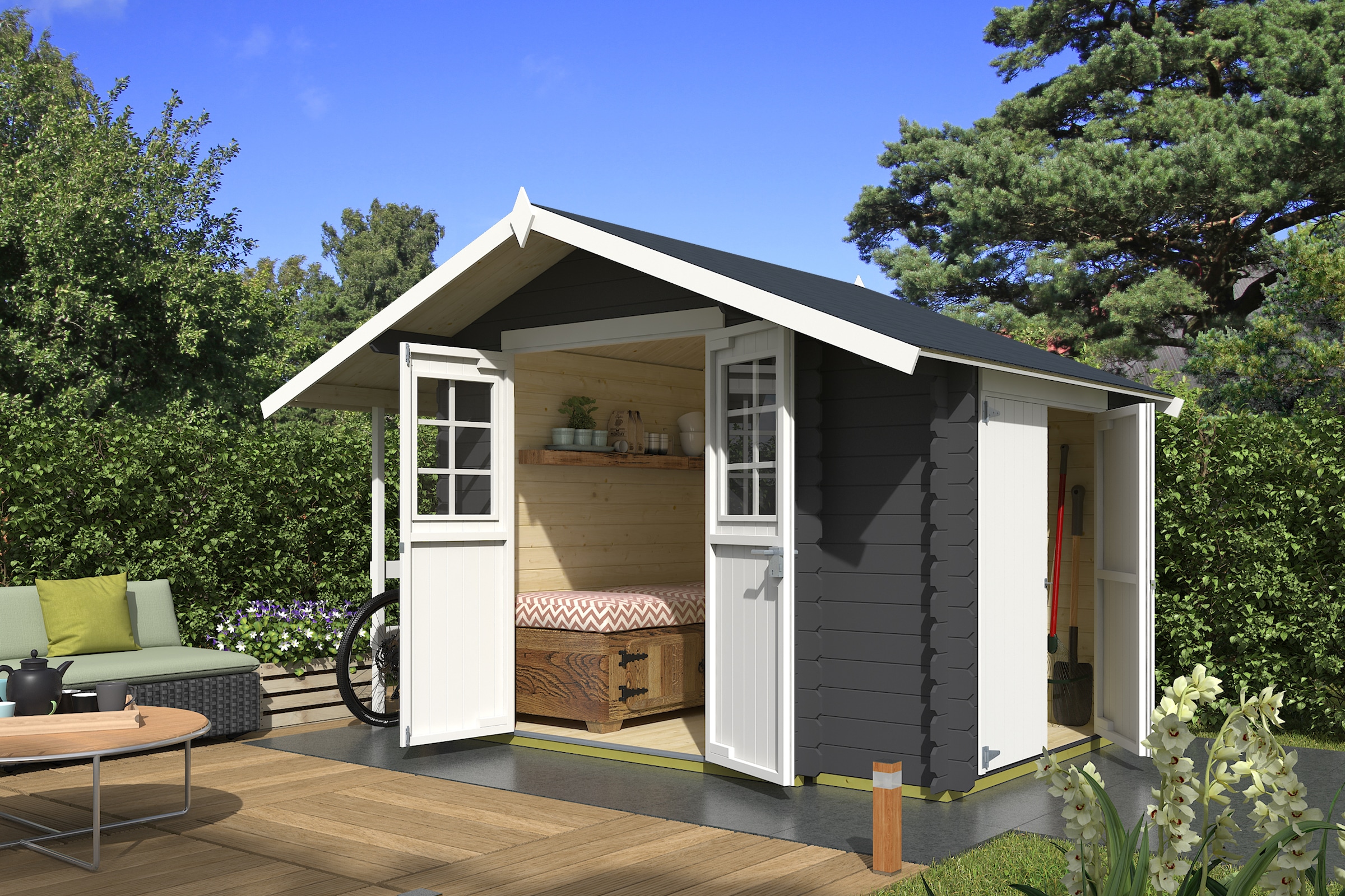 Nordic Holz Gartenhaus "Vilano 1", mit 3 getrennten Bereiche günstig online kaufen