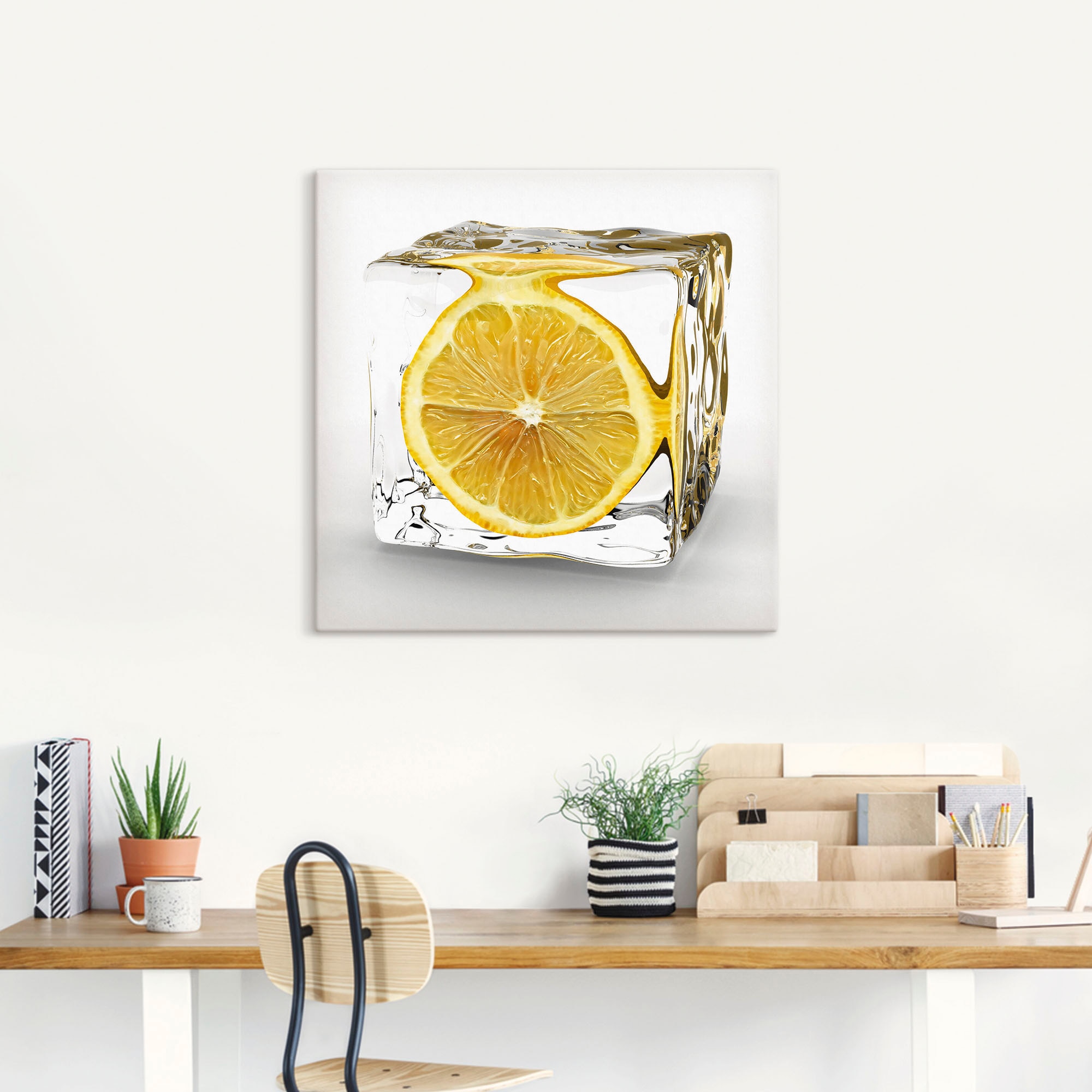 Artland Wandbild »Zitrone im Eiswürfel«, Lebensmittel, (1 St.), als Leinwandbild, Poster, Wandaufkleber in verschied. Größen