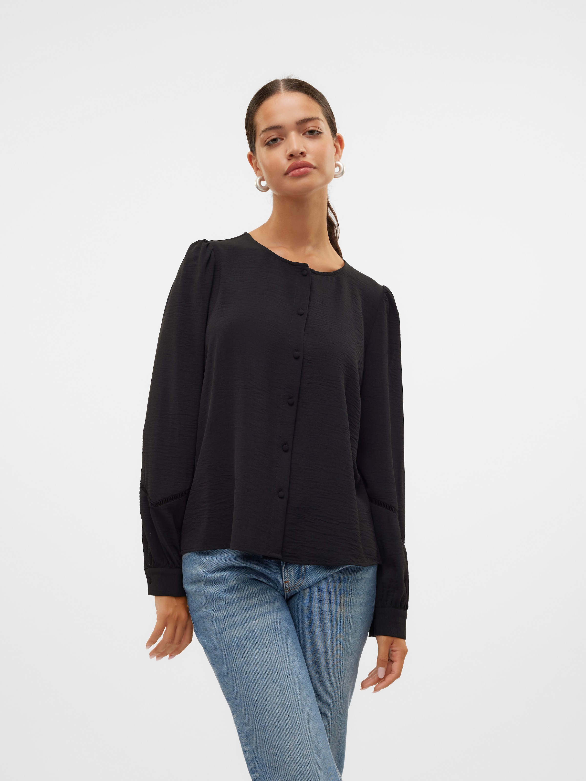 Vero Moda Langarmbluse "VMALVA L/S TAPE SHIRT WVN GA"