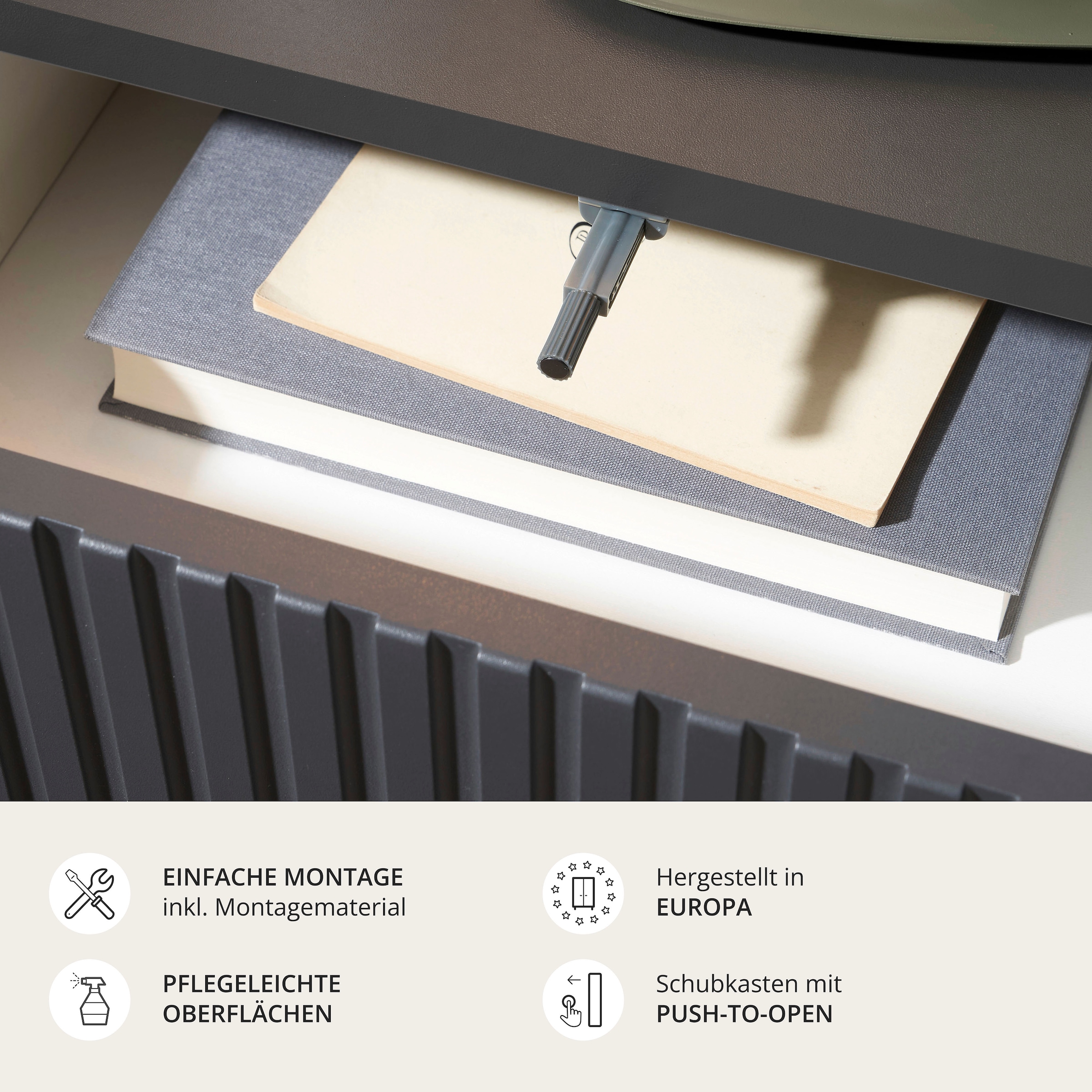 Schlafkontor Nachtkommode »Taboni Nachttisch, Nachtkonsole mit Push-to-open« Wandmontage