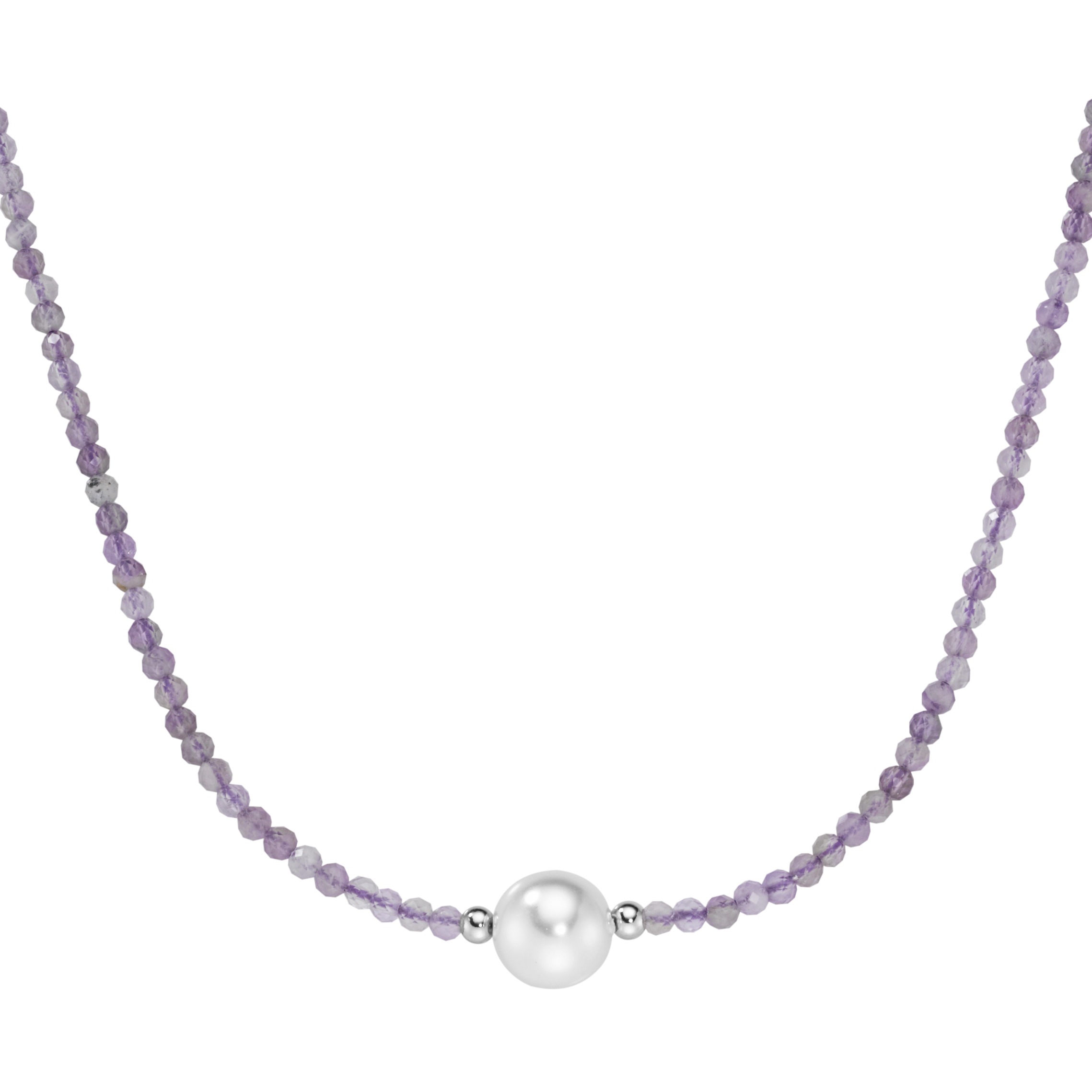 Smart Jewel Collier »mit Edelstein-Kugeln + Muschelkern-Perle, Silber 925«