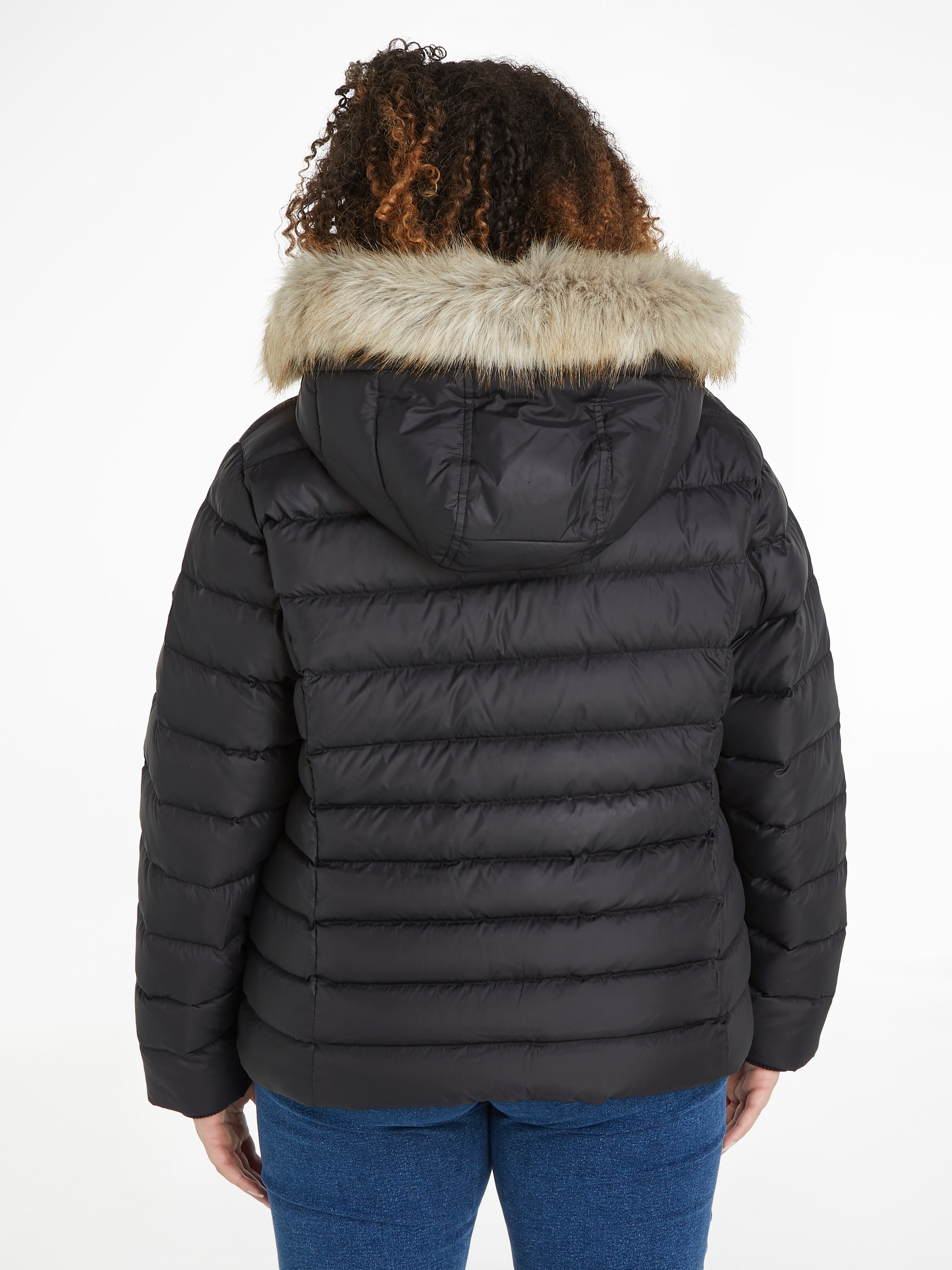 »TJW Steppjacke CRV Kapuze, | mit der Tommy HOODED Fellimitat Jeans Curve kaufen PLUS JACKET«, an CURVE,mit DOWN SIZE BAUR BASIC Kapuze