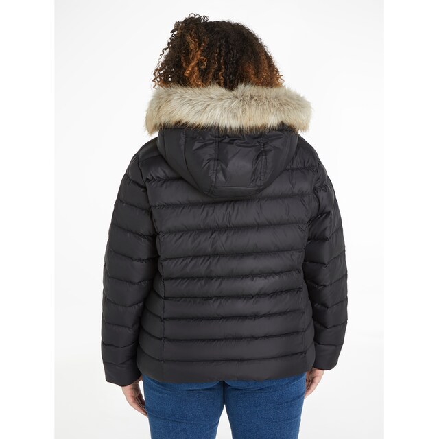 Tommy Jeans Curve Steppjacke »TJW CRV BASIC HOODED DOWN JACKET«, mit Kapuze,  PLUS SIZE CURVE,mit Fellimitat an der Kapuze kaufen | BAUR