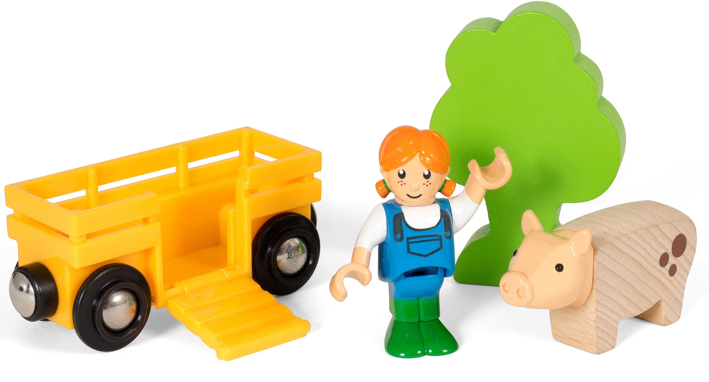 Spielzeug-Eisenbahn BRIO WORLD Spielpäckchen Bäuerin mit Schwein