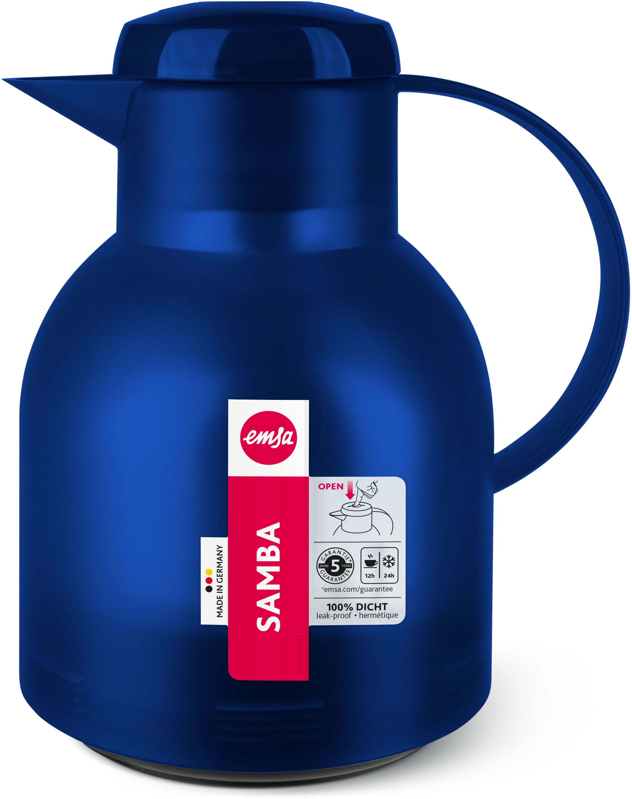 Emsa Isolierkanne "Samba" 1 l zeitloses Design, einfacher Knopfdruck, 24h k günstig online kaufen
