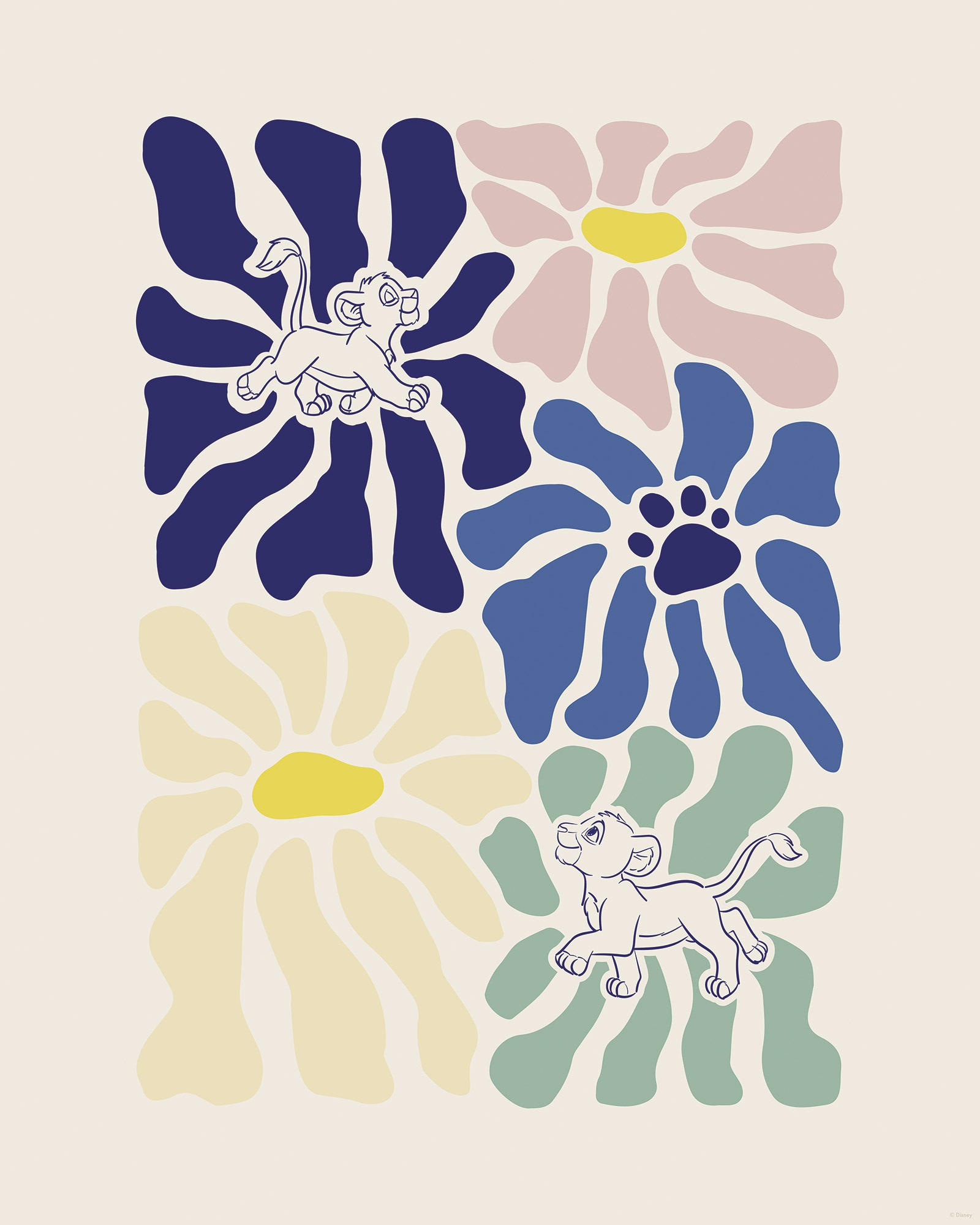Komar Wandbild »Disney The Lion King Between Flowers«, Disney, (Set, 1 St.), 40 x 50 cm (Breite x Höhe) - Kinderzimmer, Dekoration
