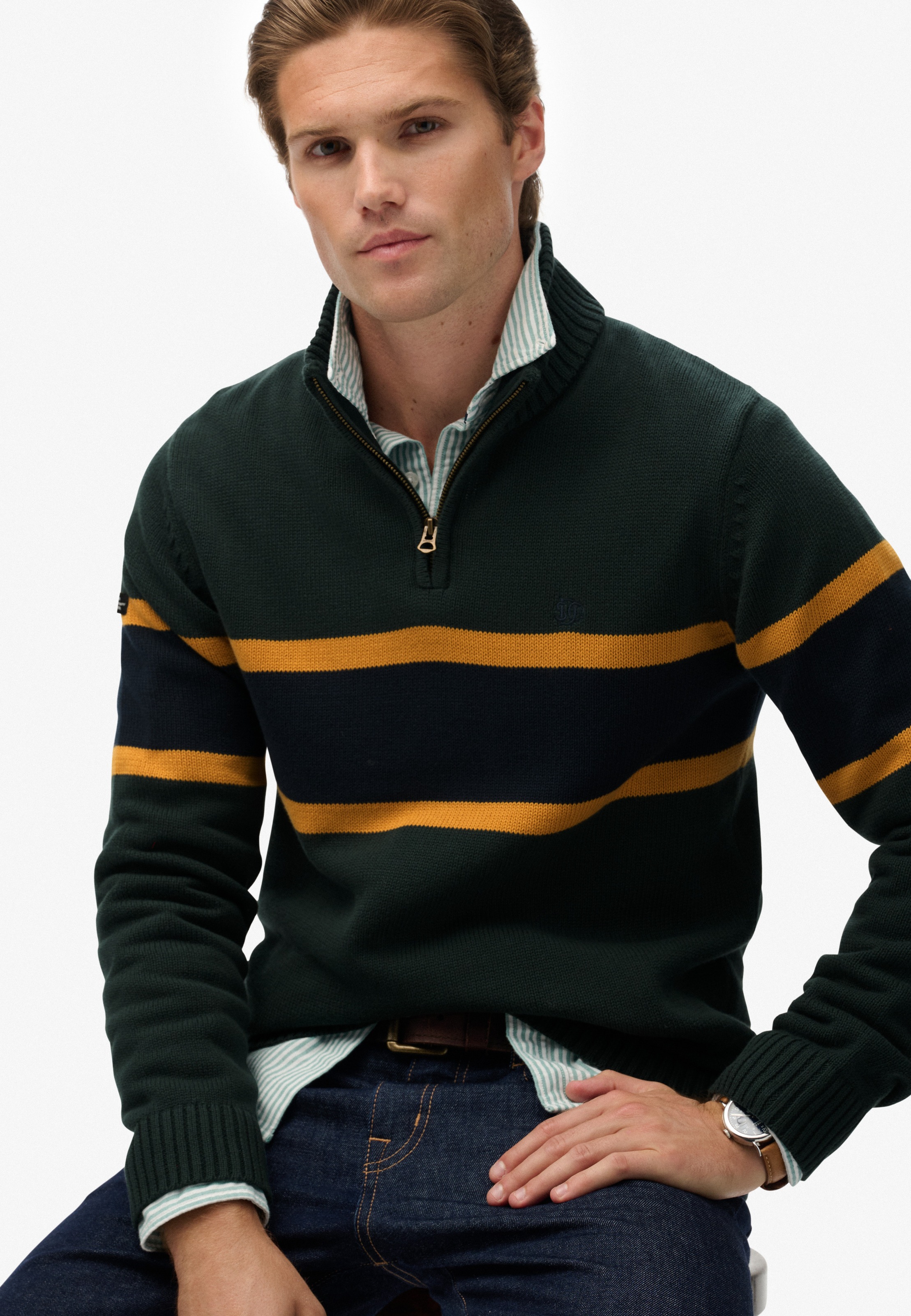 Superdry Strickpullover "Cotton Stripe Half Zip Knit" günstig online kaufen