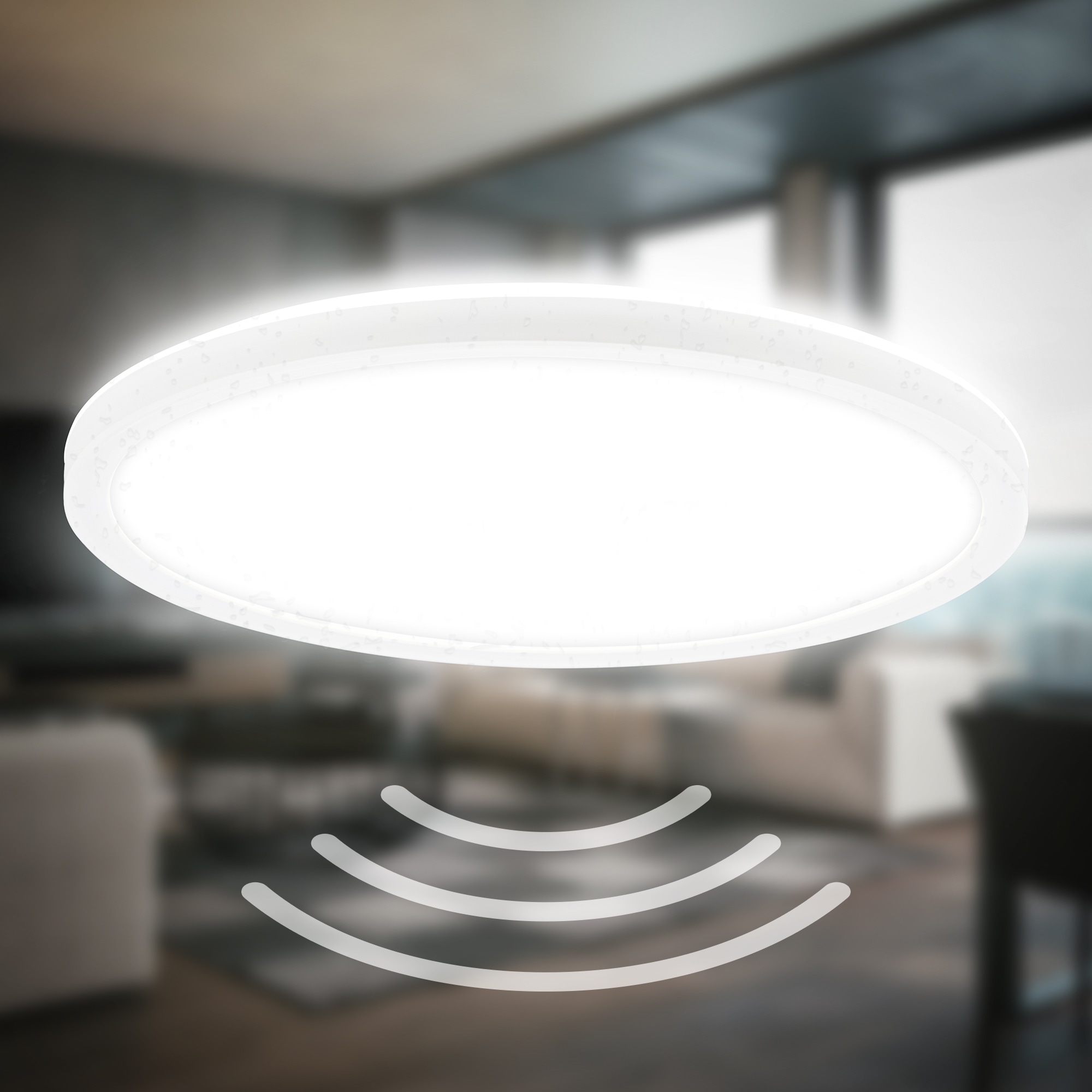 B.K.Licht LED Deckenleuchte »BKL1604 Ultraflache LED Badleuchte, mit Microwavesensor, IP44«, 1 flammig, Leuchtmittel LED-Modul | LED fest integriert, 4.000K, 2.400 Lm, 18W, indirekte Hintergrundbeleuchtung, ⌀29cm, Weiß
