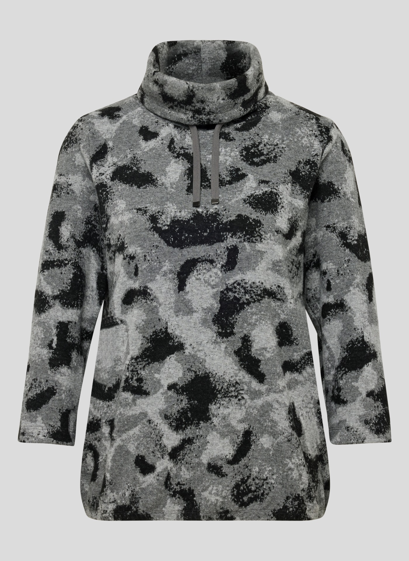 Rabe 3/4-Arm-Shirt, mit Kordelzug am Hals und grafischem Muster