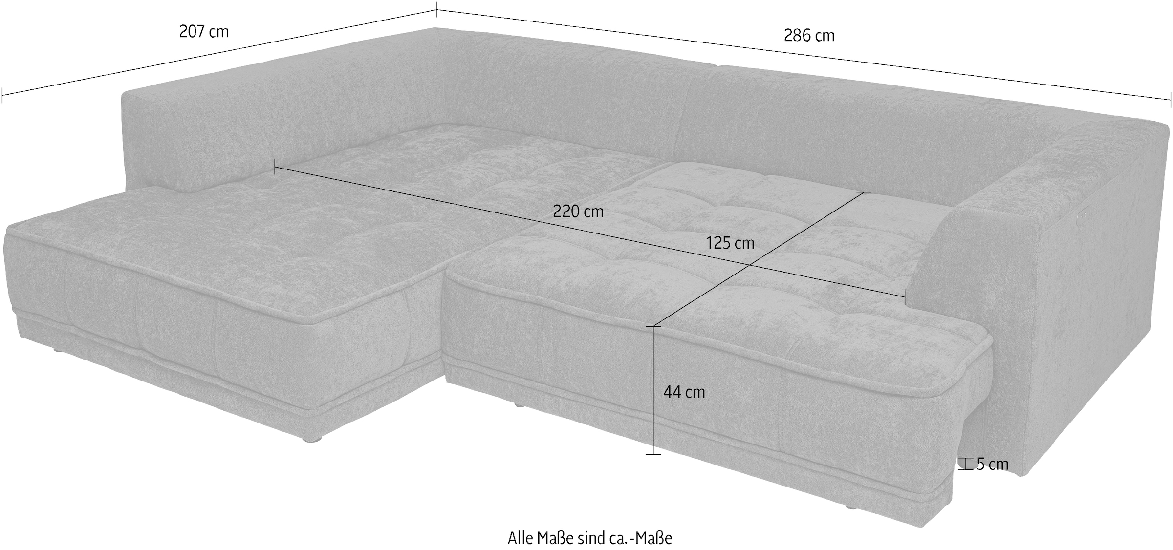 WERK2 Ecksofa »Tiga, Komfortsofa mit elekt. Auszugsfunktion, bequem, L-Form« Pure Wohlfühlgarantie: Ausziehbare Sitztiefe, XXL-Ottomane & Kissen.