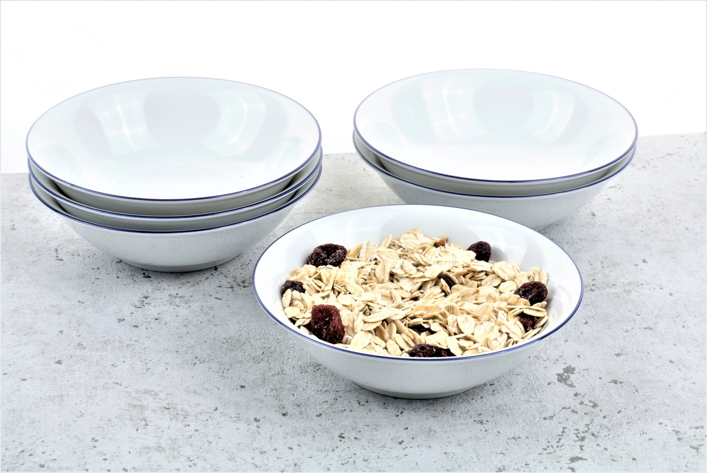 RETSCH ARZBERG Müslischale "Heike Blaurand", Ø 13cm, weiß, Schüsseln, 6 Stück, Made in Germany