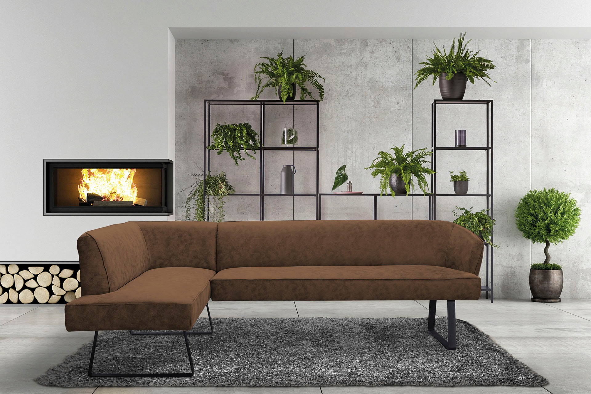 exxpo - sofa fashion Eckbank "Americano", mit Keder und Metallfüßen, Bezug in verschiedenen Qualitäten