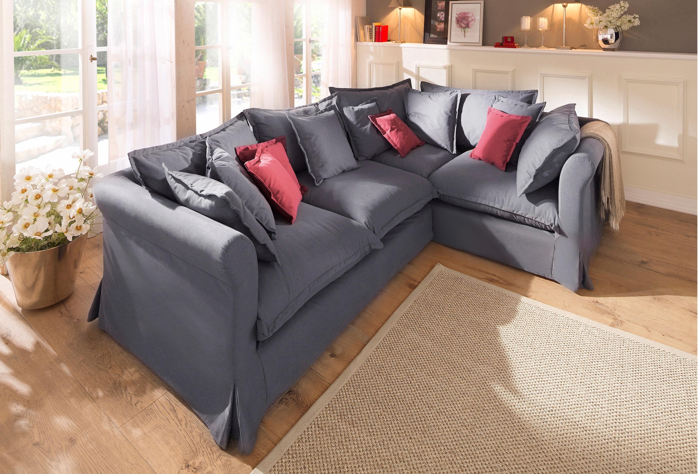 Home affaire Ecksofa "Luise L-Form", mit vielen losen Kissen und abnehmbare günstig online kaufen