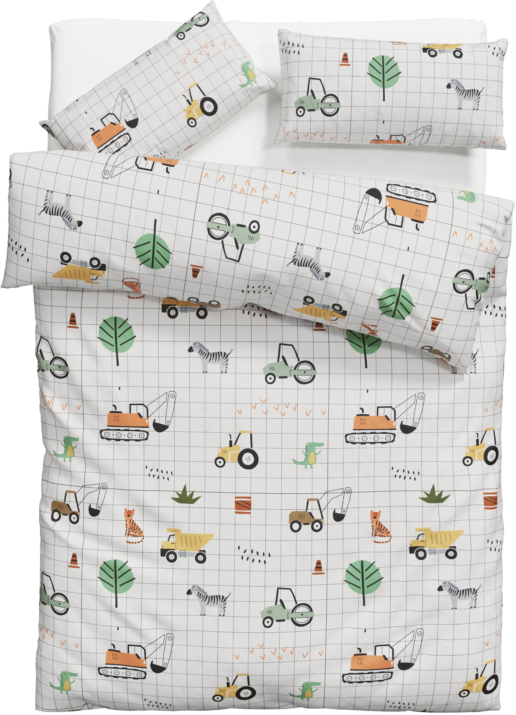 OTTO home Kinderbettwäsche »CUDDLEE« 2 in vielen Designs: Dino,Einhorn,Weltraum,Baustelle,Herz,Trecker,Safari
