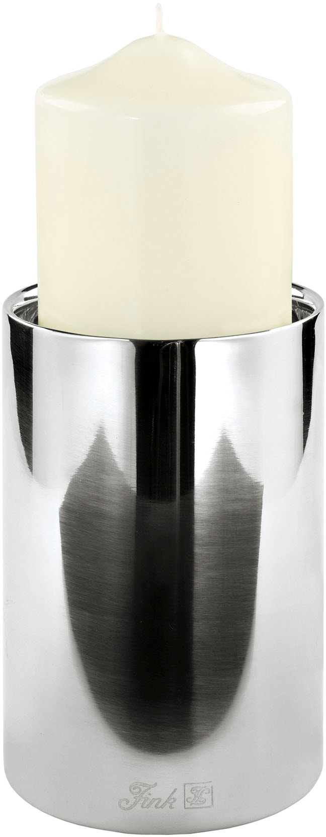 Fink Kerzenhalter "SOBRIO" aus Edelstahl, Ø 10 cm - für Stumpenkerzen Ø 8 cm