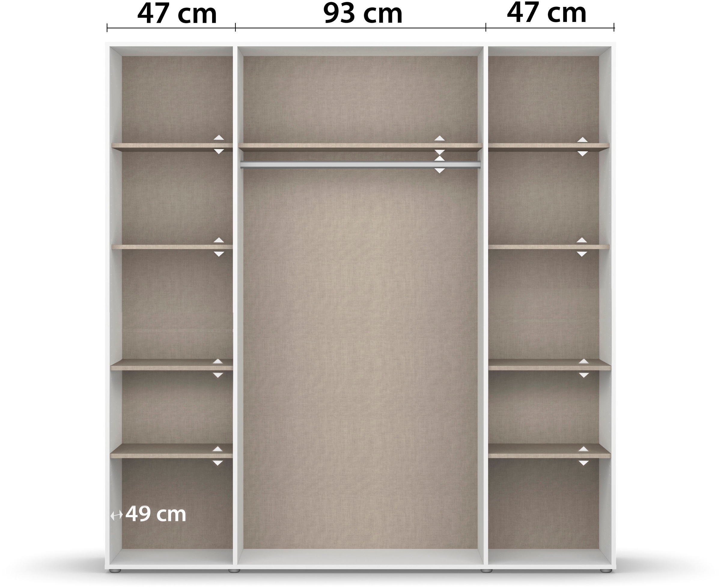rauch Drehtürenschrank »Kleiderschrank Schrank Garderobe Wäscheschrank NAGATA viel Stauraum«, (in 3 verschiedenen Ausstattungen BASIC/CLASSIC/PREMIUM), mit modernen Stangengriffen in Graumetallic TOPSELLER MADE IN GERMANY