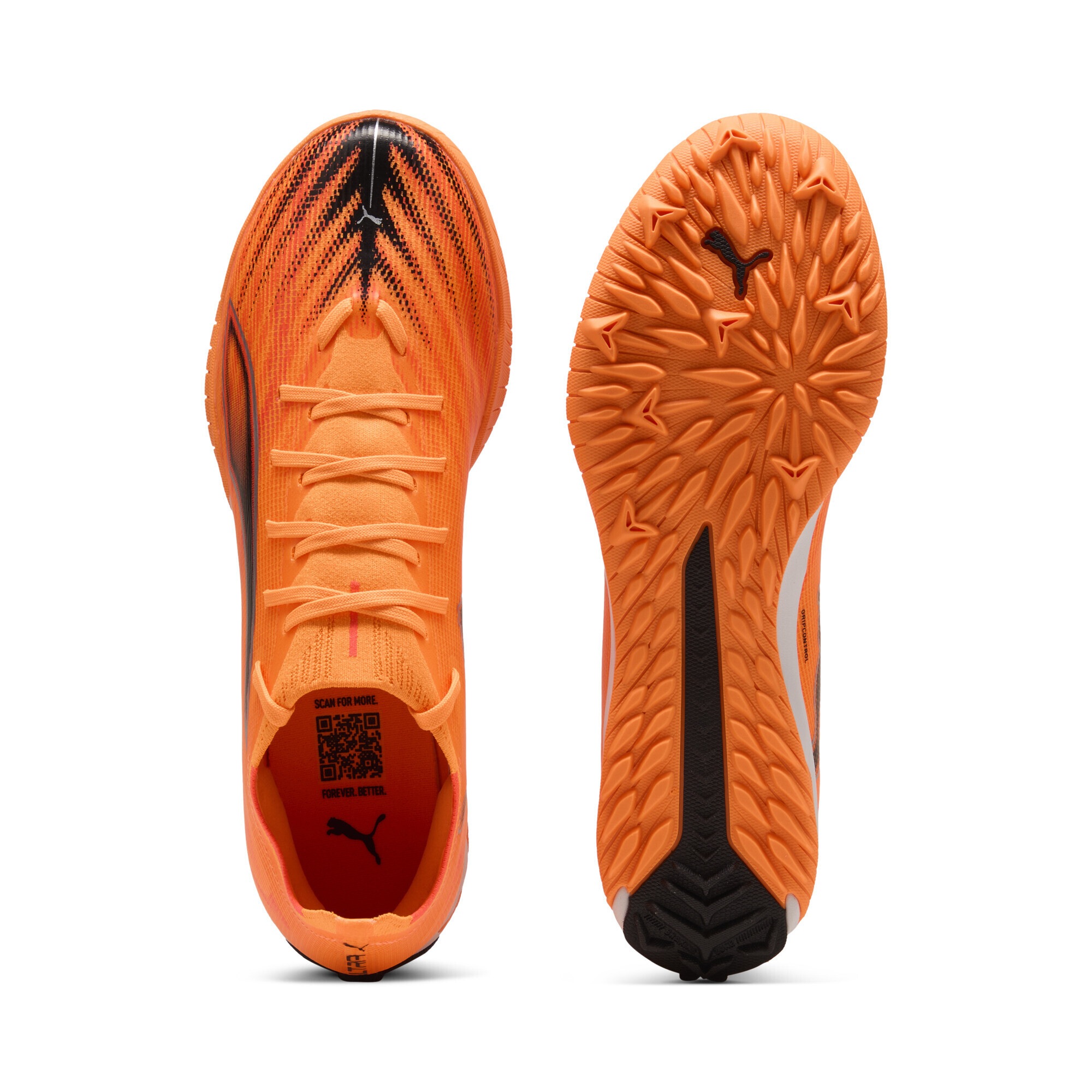 Fußballschuh PUMA "ULTRA 6 MATCH TT Fußballschuhe Erwachsene", Herren, Gr. 42.5, heat fire schwarz glowing rot orange, Obermaterial: Synthetik, Textil; Futter: Synthetik, Textil; Innensohle: Textil; Laufsohle: Gummi, Schuhe Fußballschuh 3