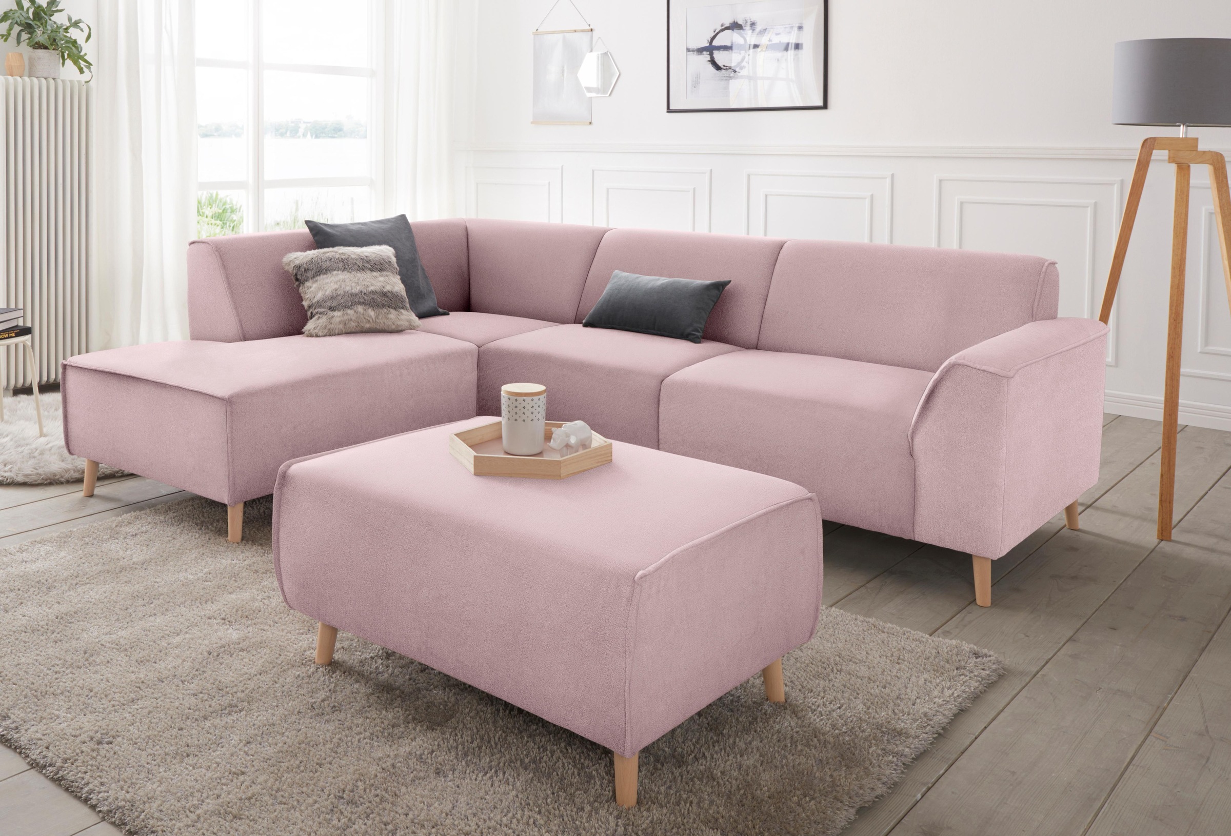 andas Ecksofa »Janek L-Form«, mit Federkern und Keder in scandinavischem Design