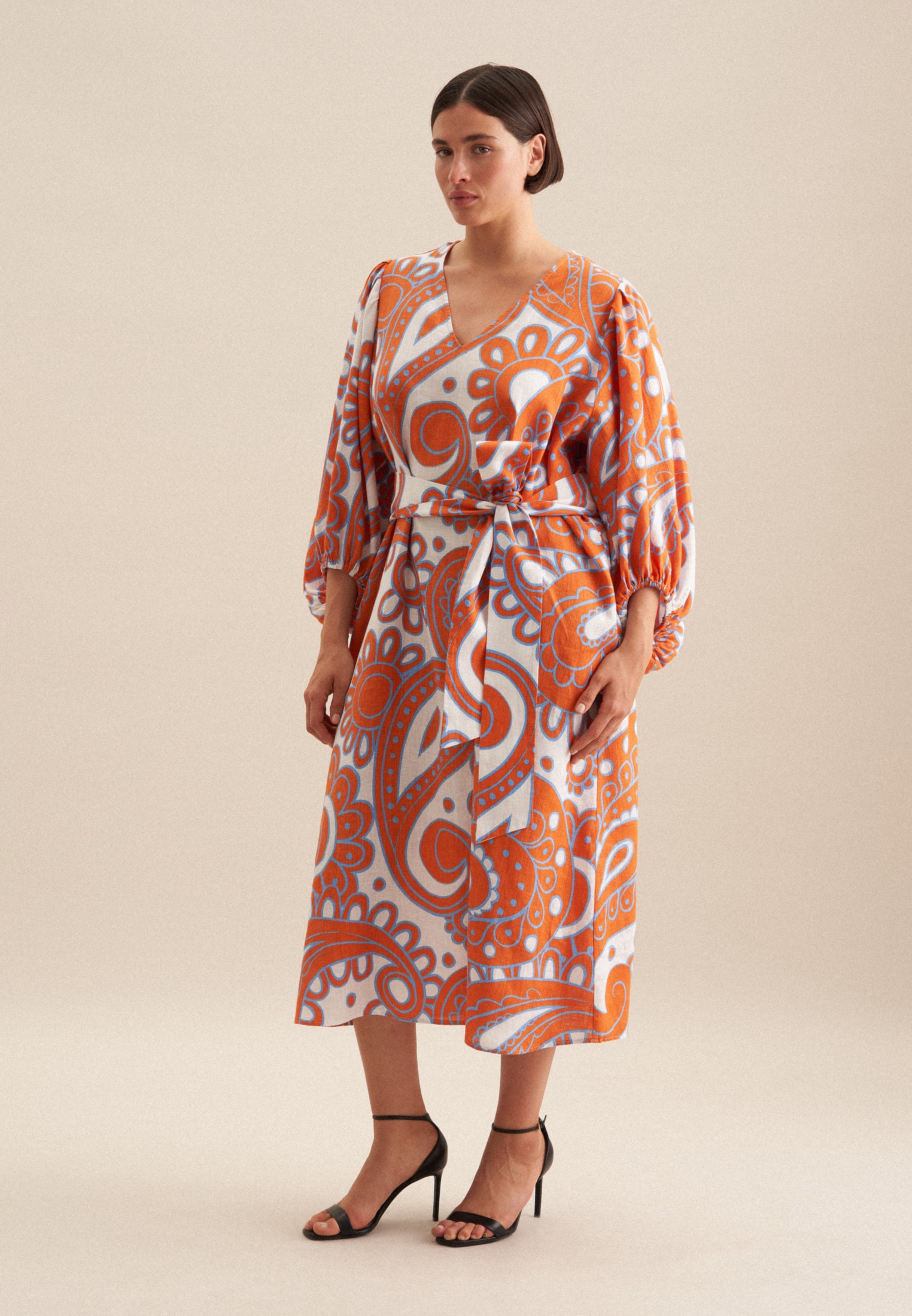 seidensticker Sommerkleid "Schwarze Rose" 3/4 V-Neck Paisley günstig online kaufen